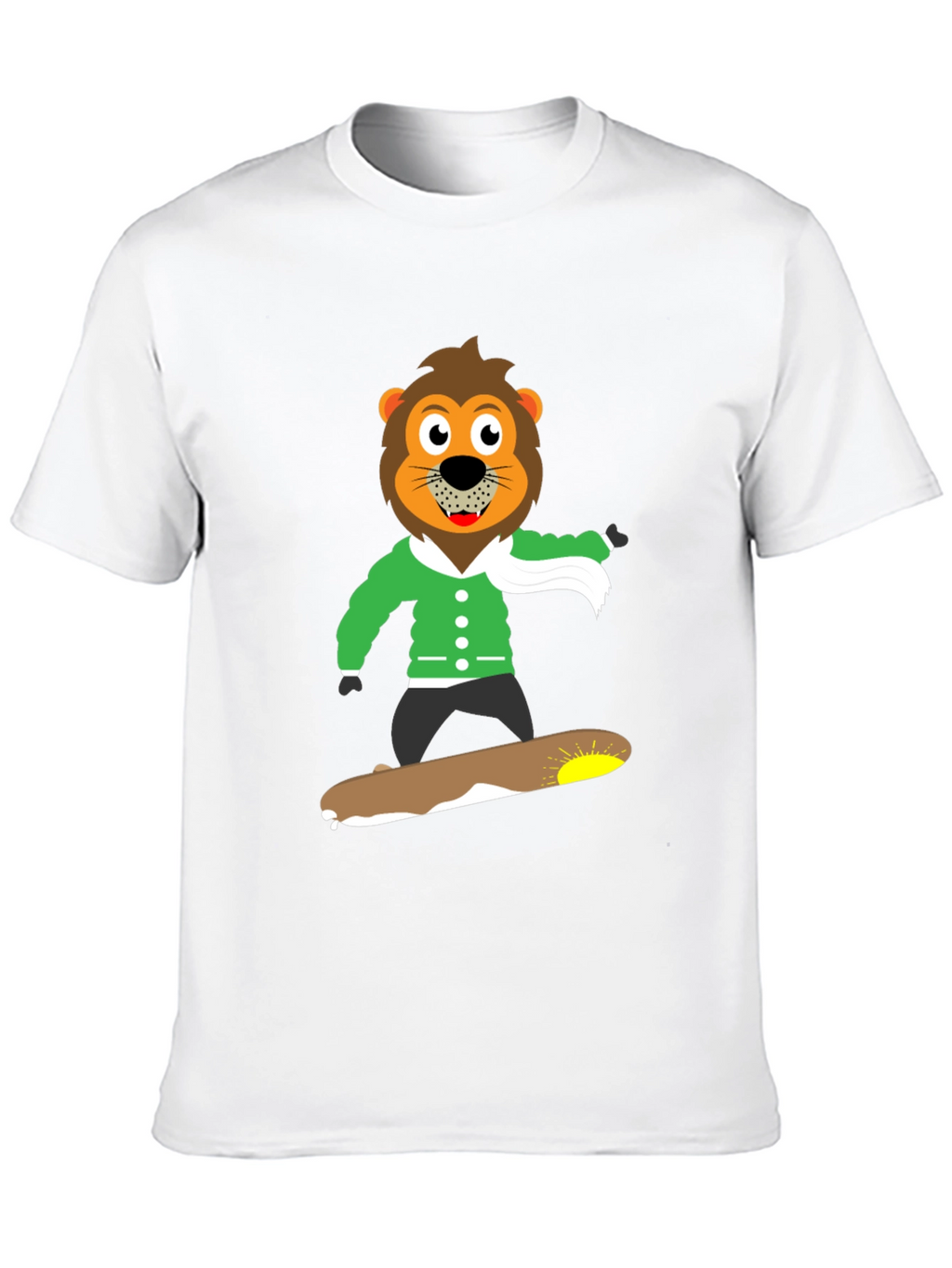 Lion Skateboard Graphic Black T-Shirt