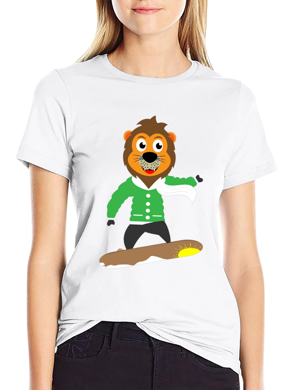Lion Skateboard Graphic Black T-Shirt