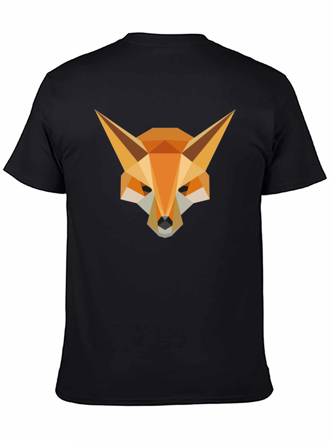 Geometric Fox Head Graphic Tee - Stylish Mens Black T-Shirt