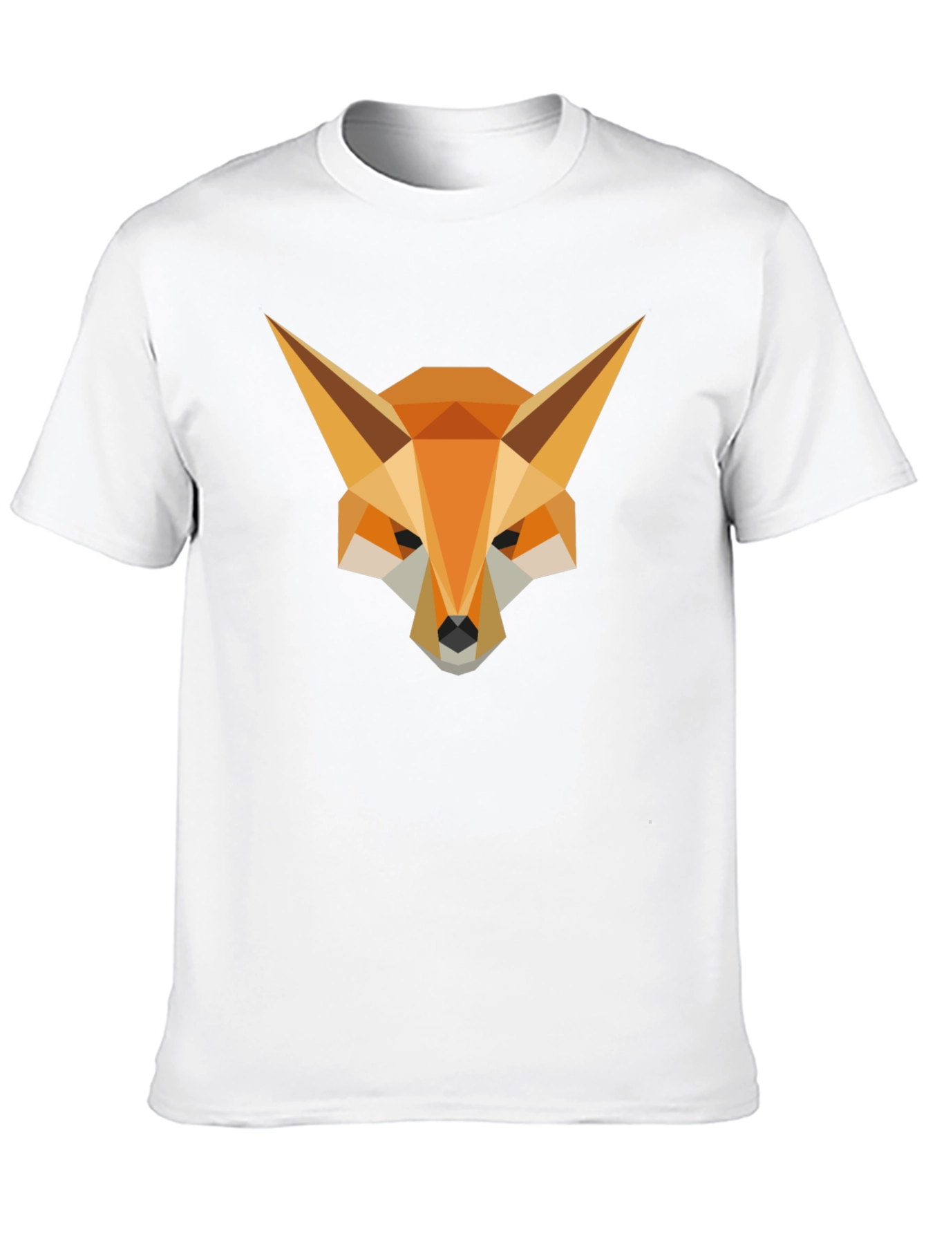 Geometric Fox Head Graphic Tee - Stylish Mens Black T-Shirt