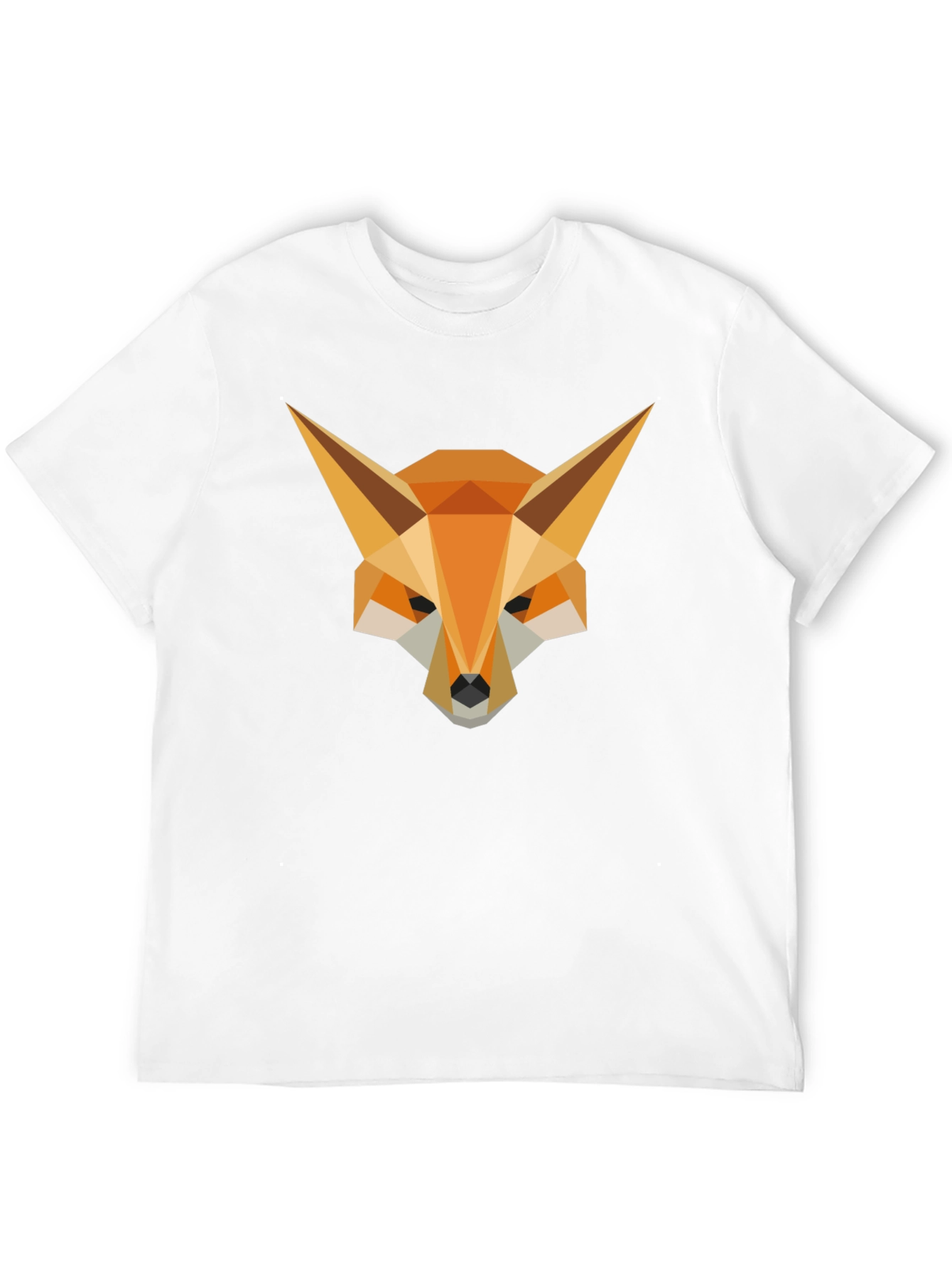 Geometric Fox Head Graphic Tee - Stylish Mens Black T-Shirt