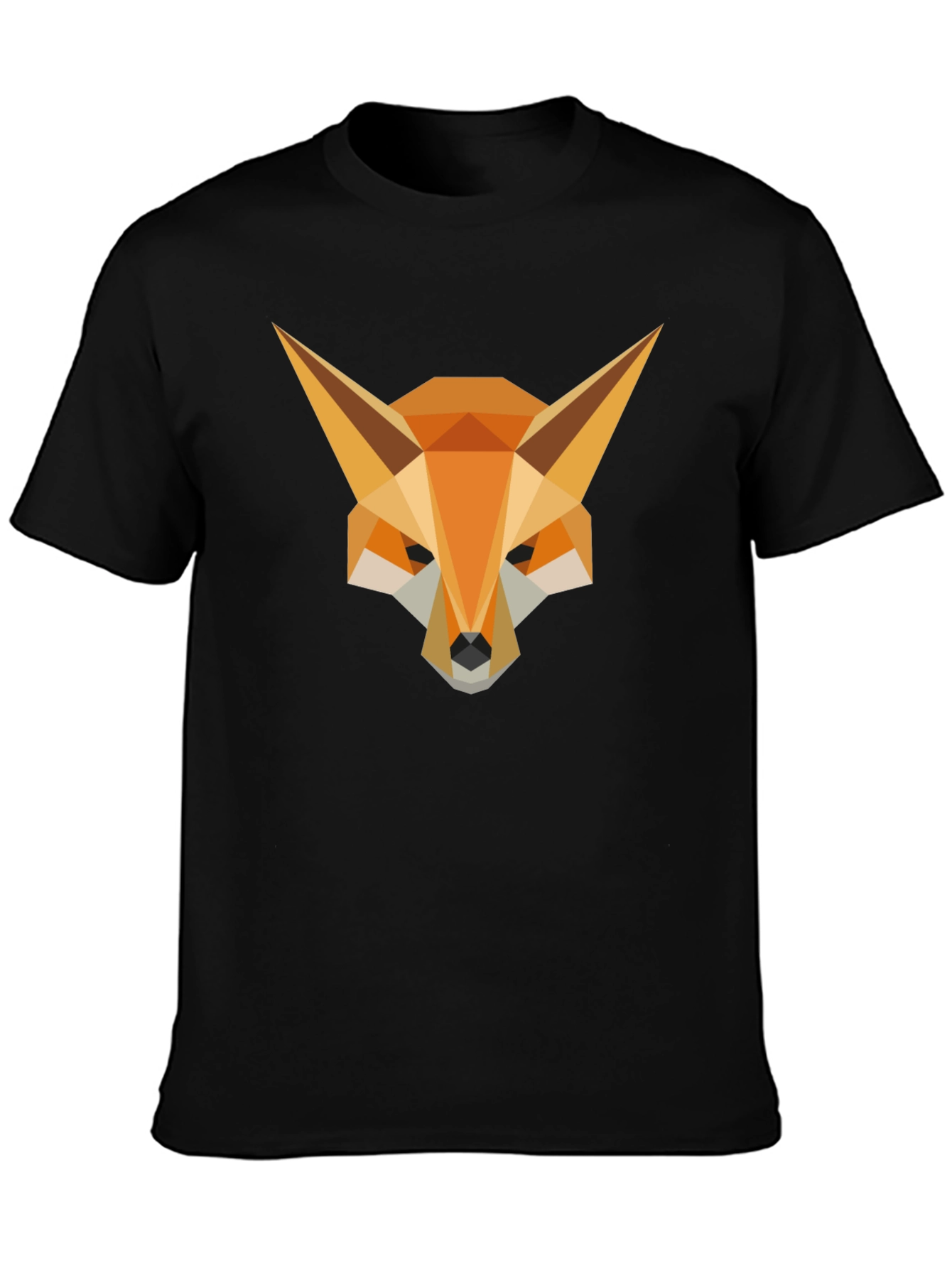 Geometric Fox Head Graphic Tee - Stylish Mens Black T-Shirt