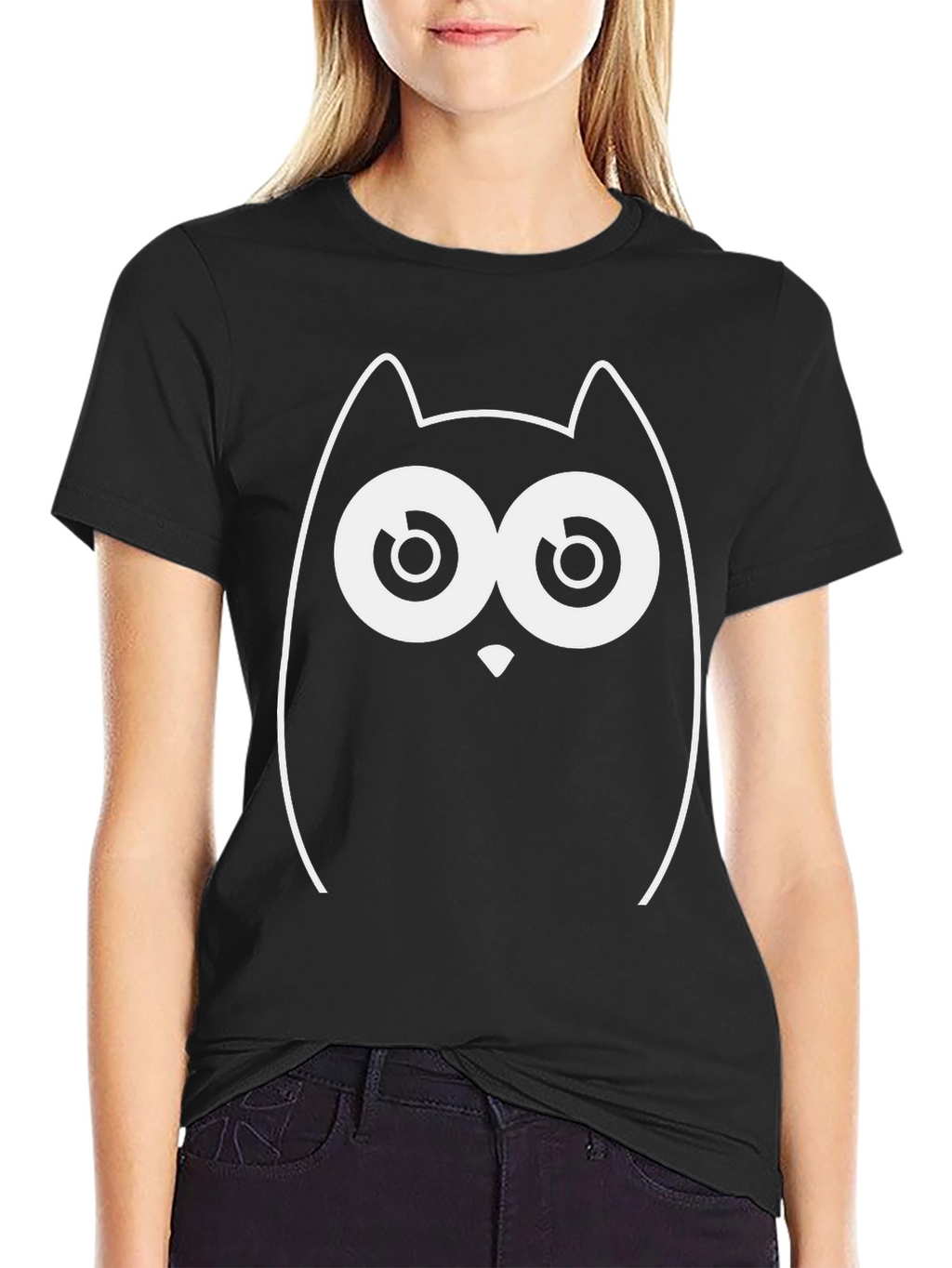 Funny Owl Graphic Black T-Shirt