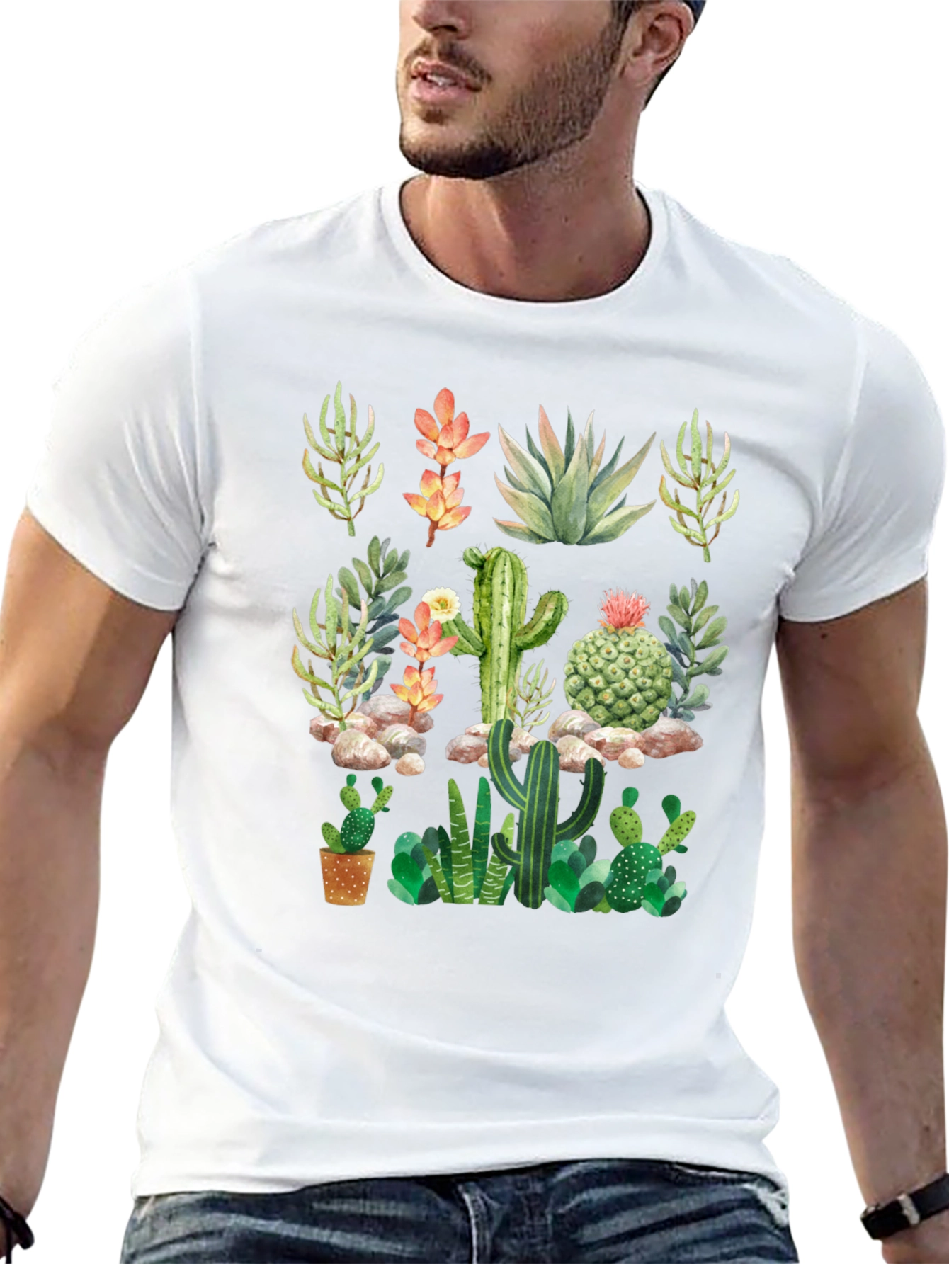 Cactus & Succulent Graphic Black T-Shirt