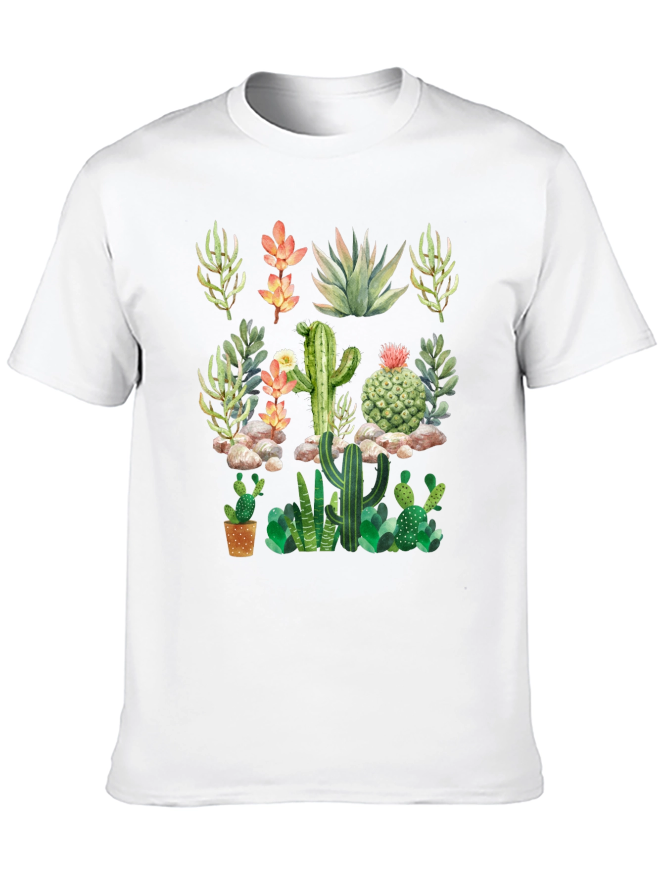 Cactus & Succulent Graphic Black T-Shirt