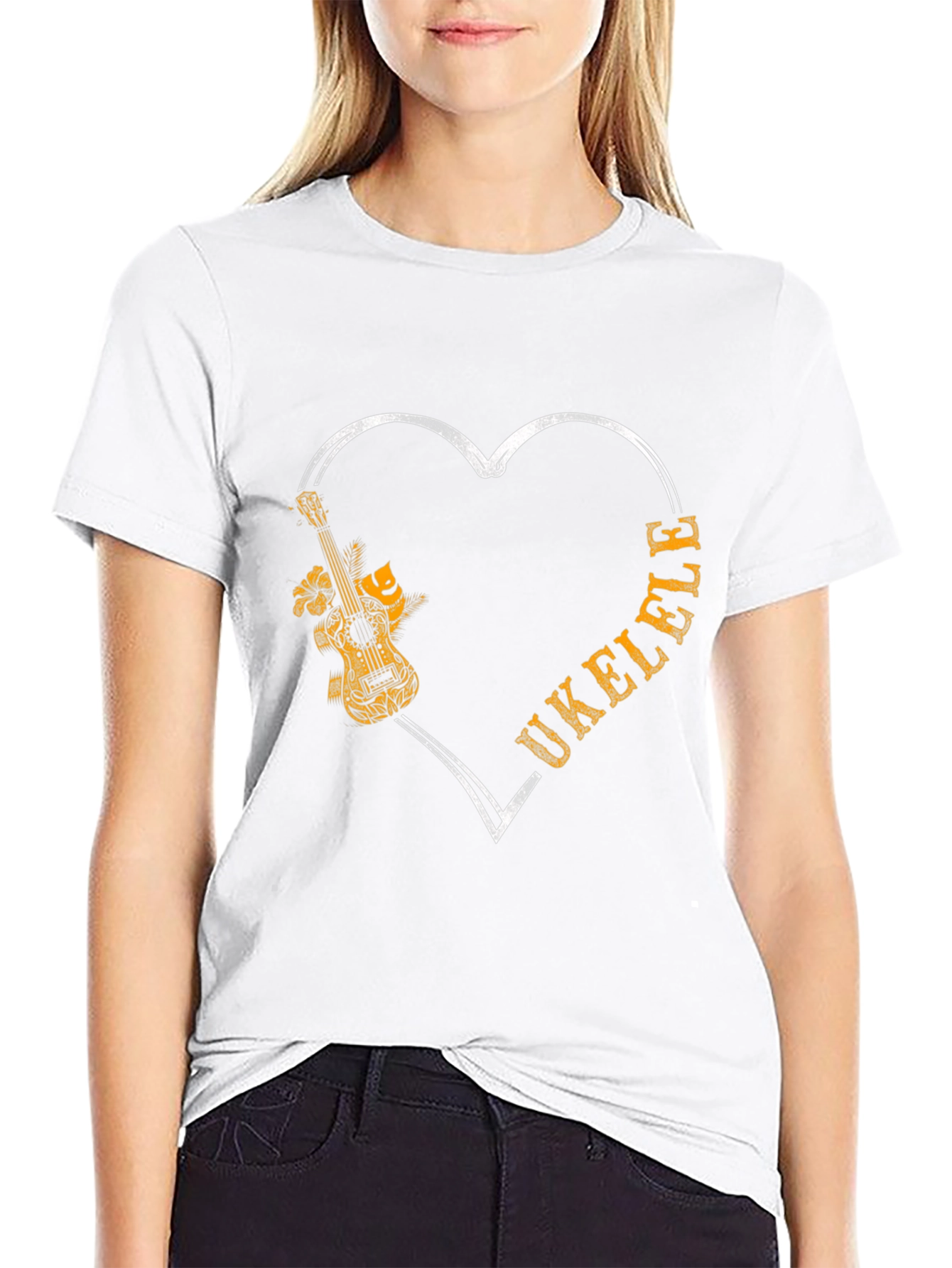 Ukulele Heart Graphic T-Shirt - Music Lover Tee
