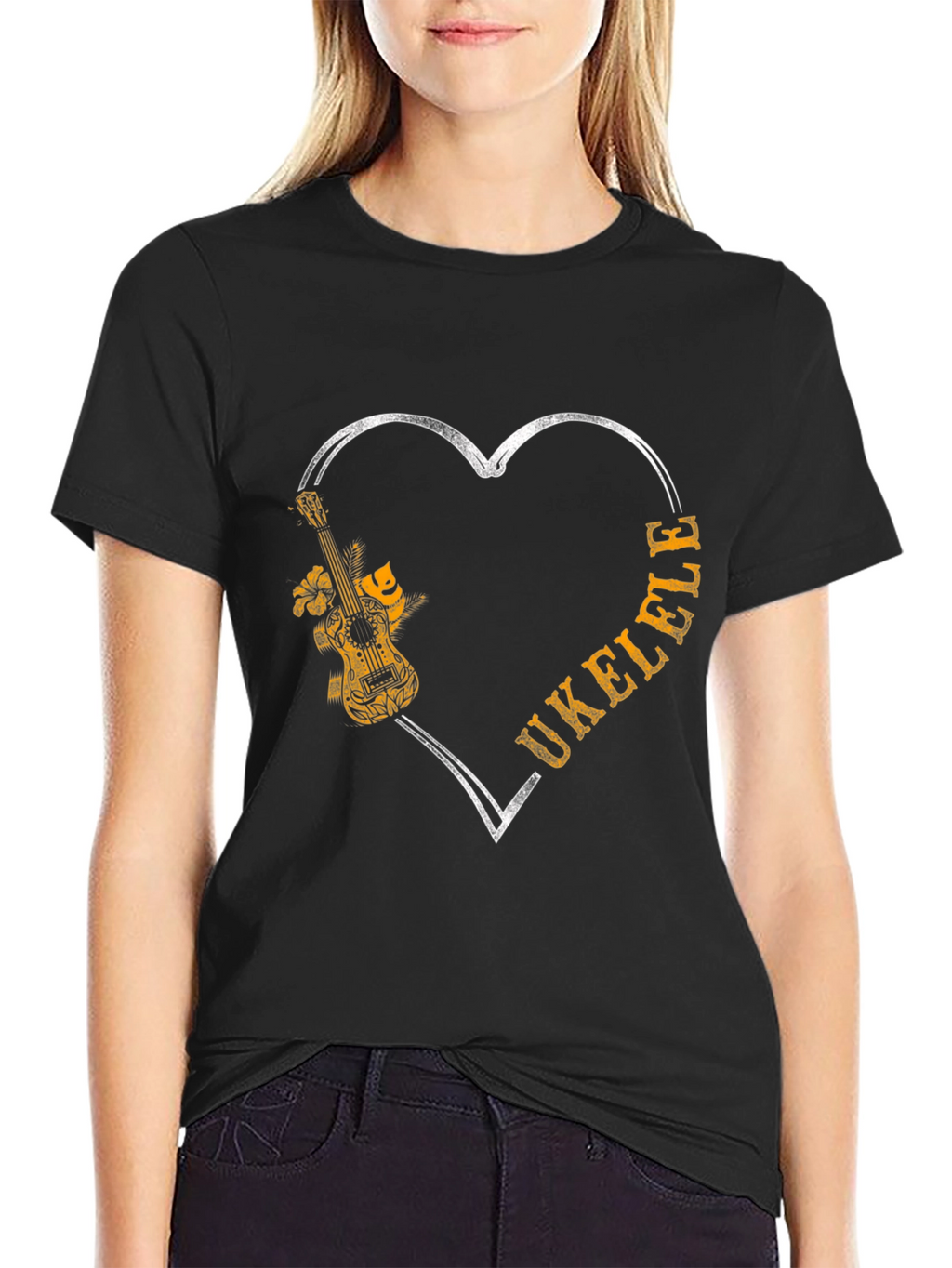 Ukulele Heart Graphic T-Shirt - Music Lover Tee