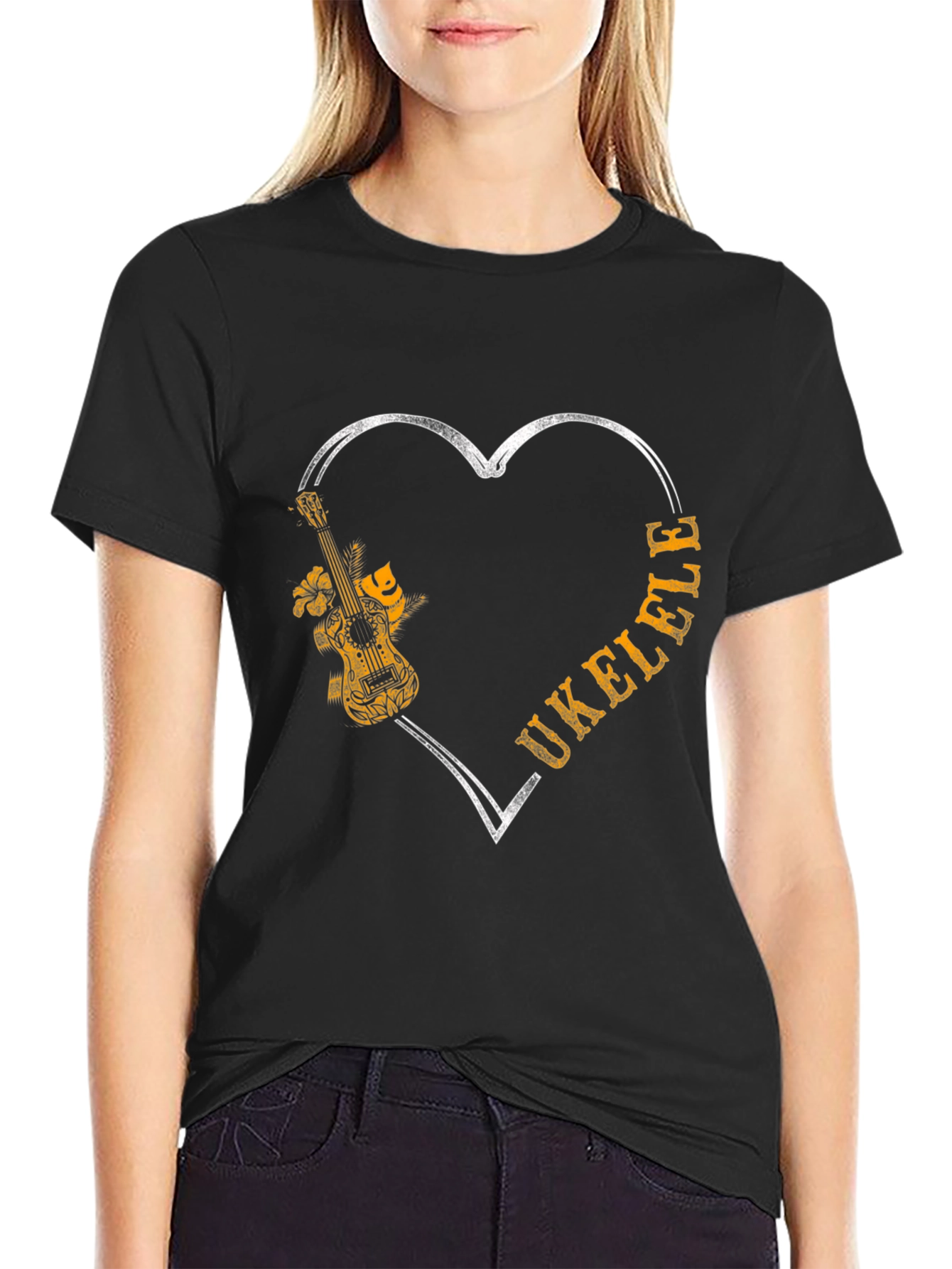 Ukulele Heart Graphic T-Shirt - Music Lover Tee