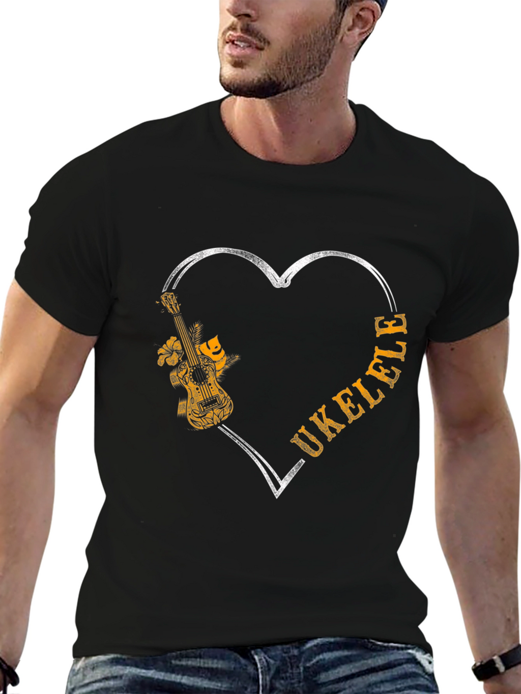 Ukulele Heart Graphic T-Shirt - Music Lover Tee