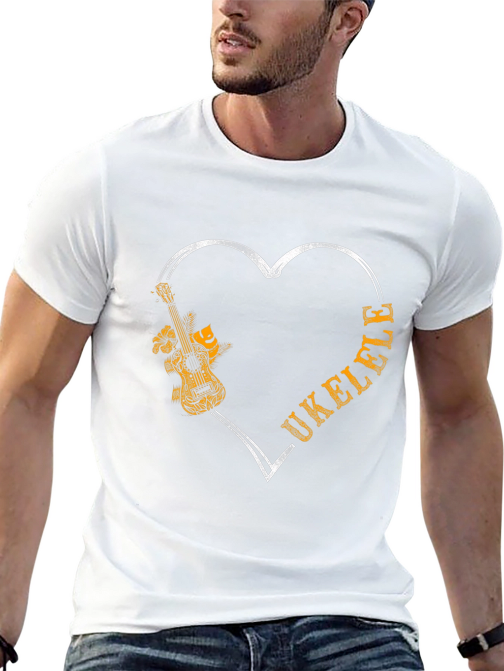 Ukulele Heart Graphic T-Shirt - Music Lover Tee