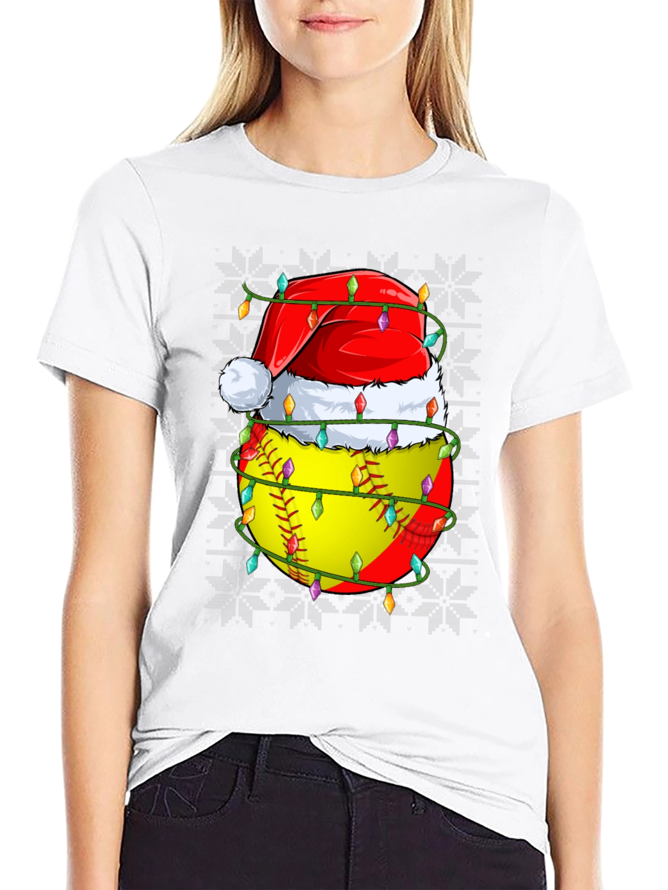 Festive Softball Christmas T-Shirt