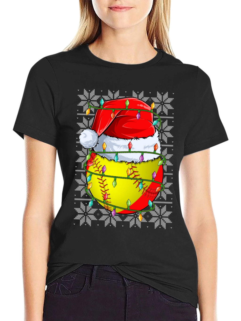 Festive Softball Christmas T-Shirt