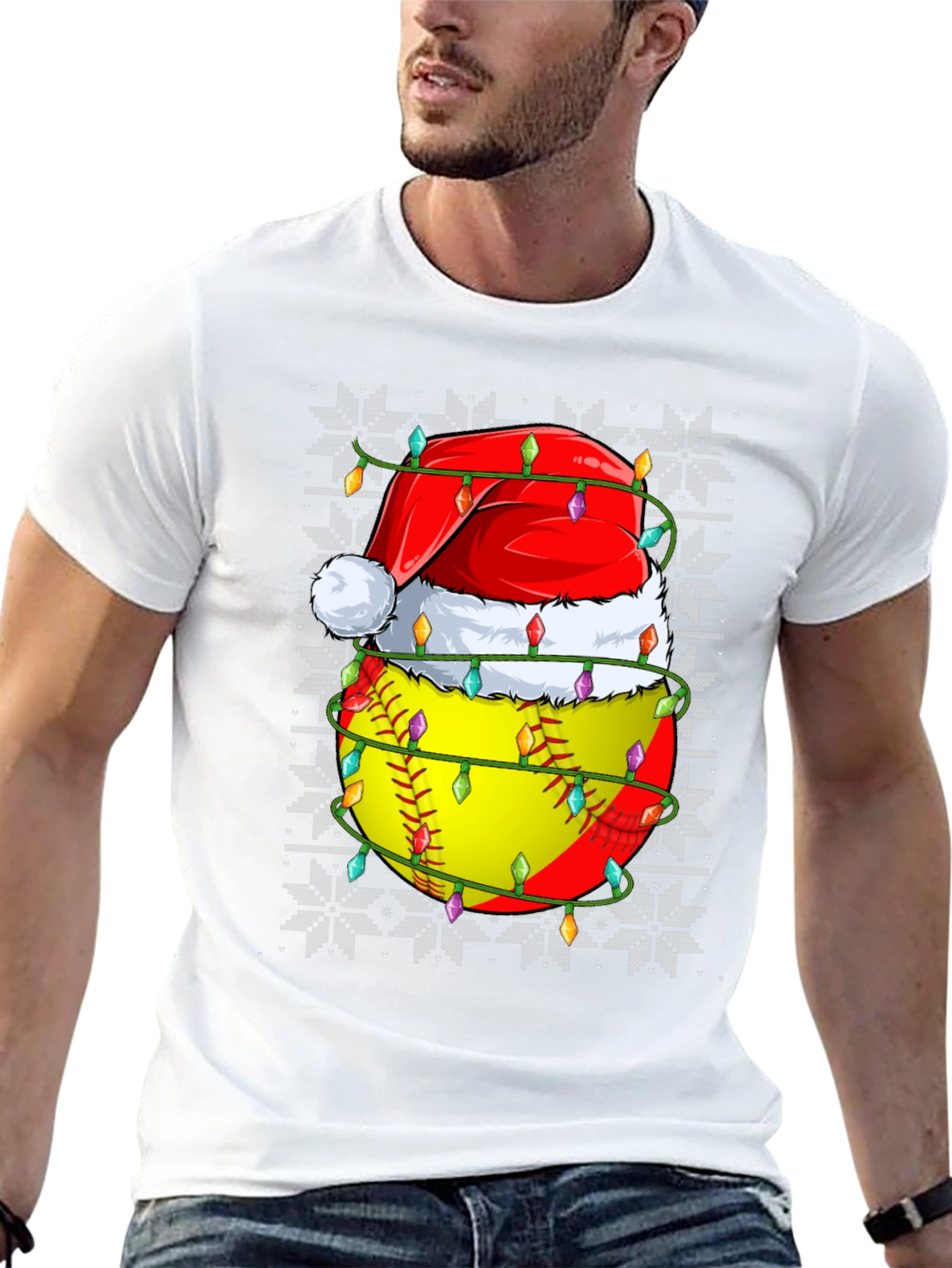 Festive Softball Christmas T-Shirt