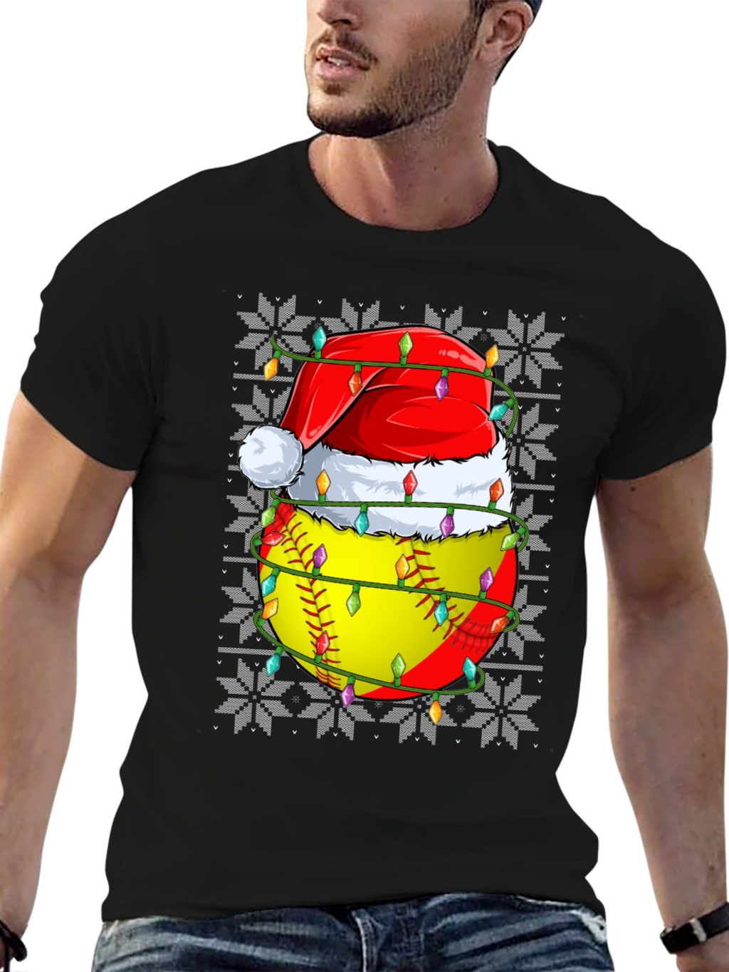 Festive Softball Christmas T-Shirt