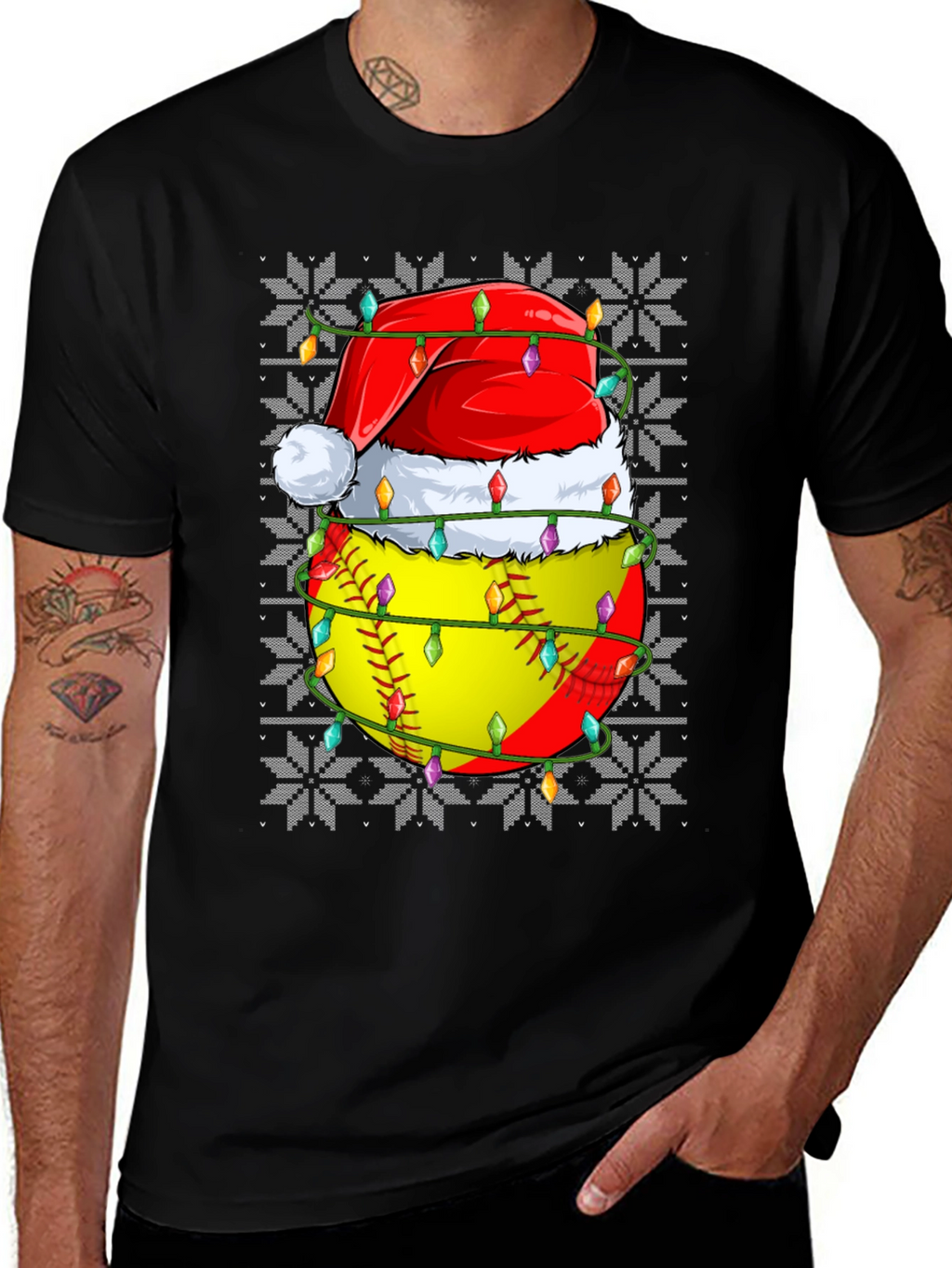 Festive Softball Christmas T-Shirt