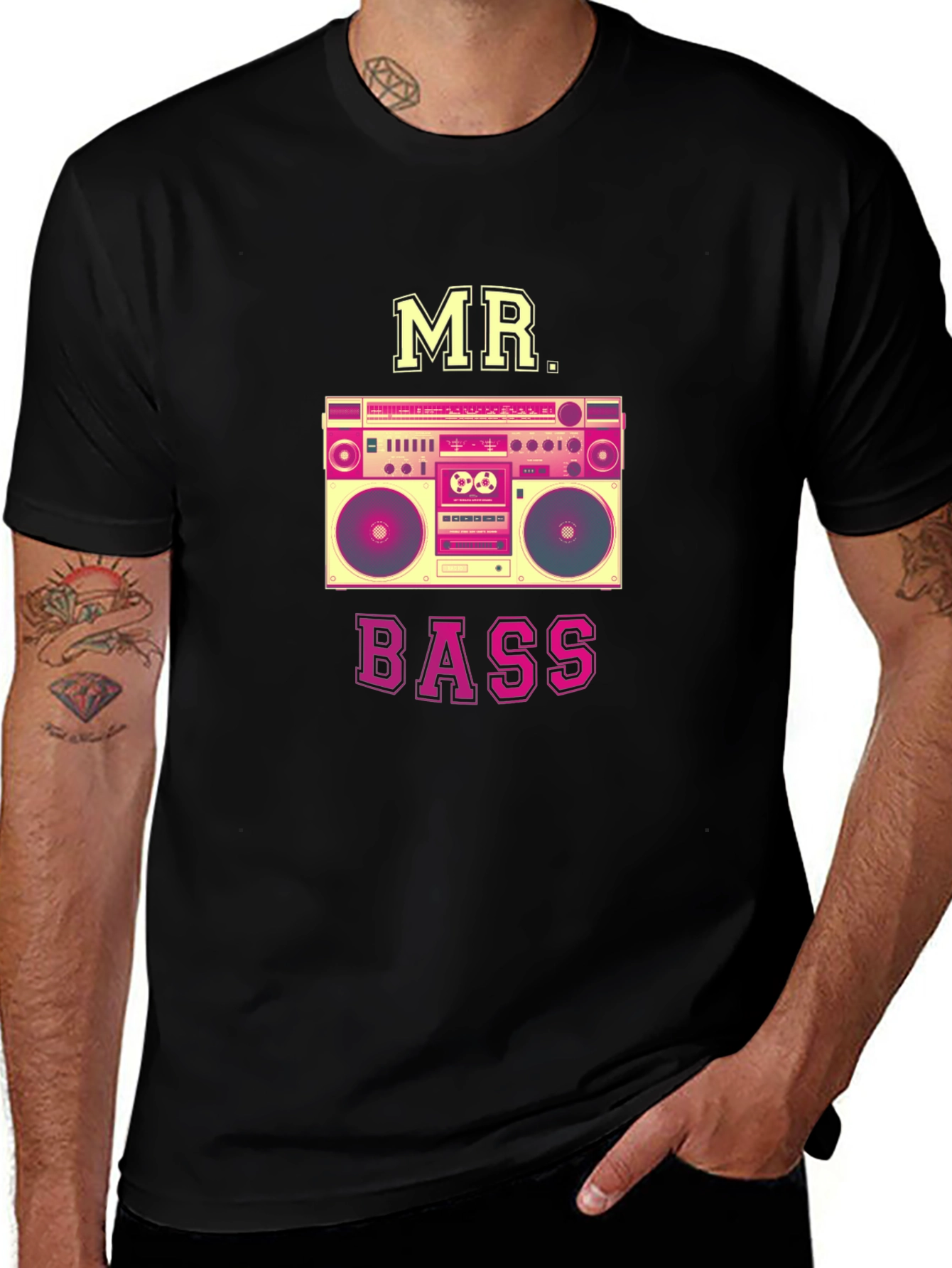 MR. BASS Boombox Graphic T-Shirt - Retro Style