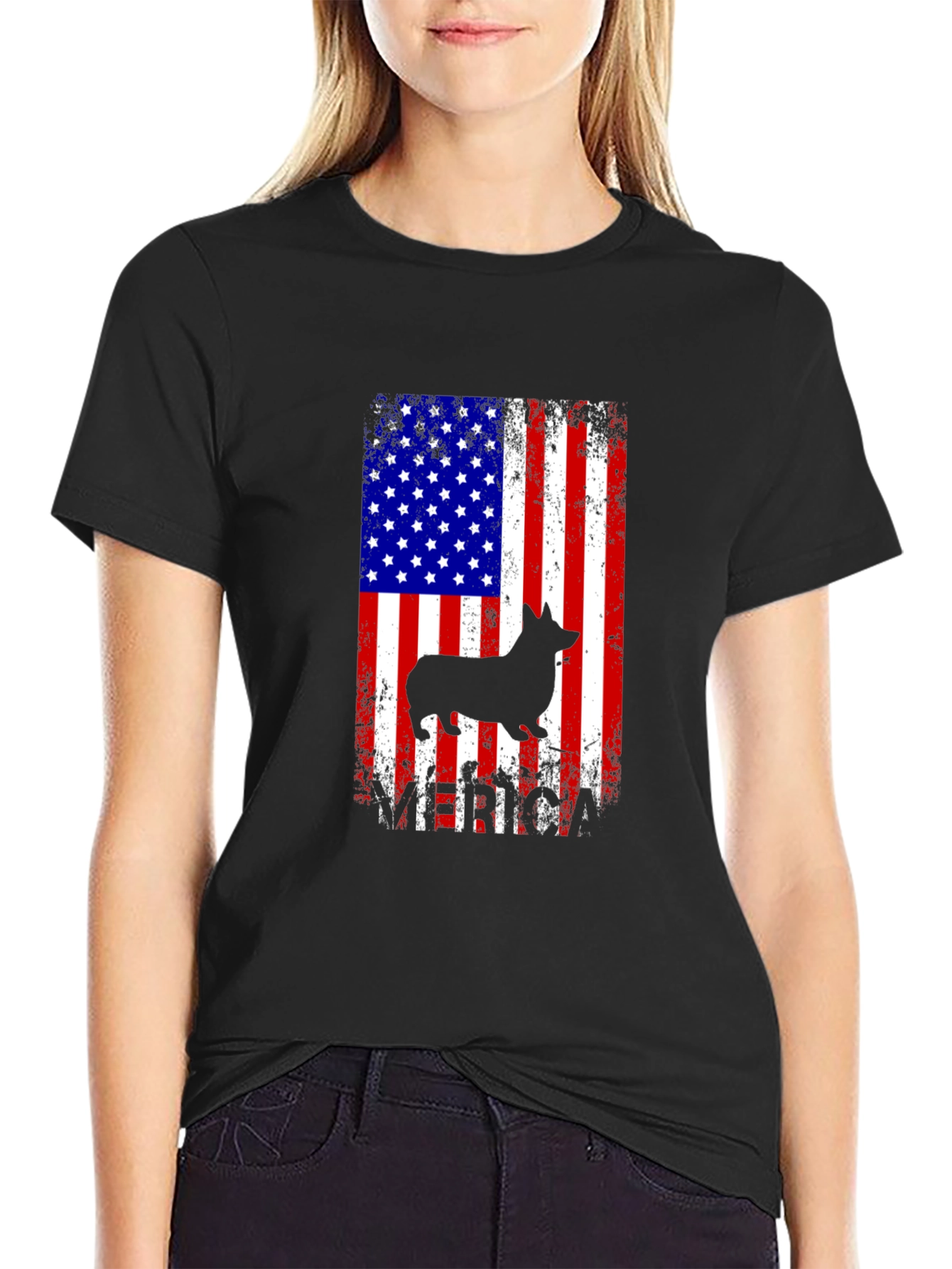 Corgi American Flag Graphic Tee - Patriotic Dog Lover T-Shirt