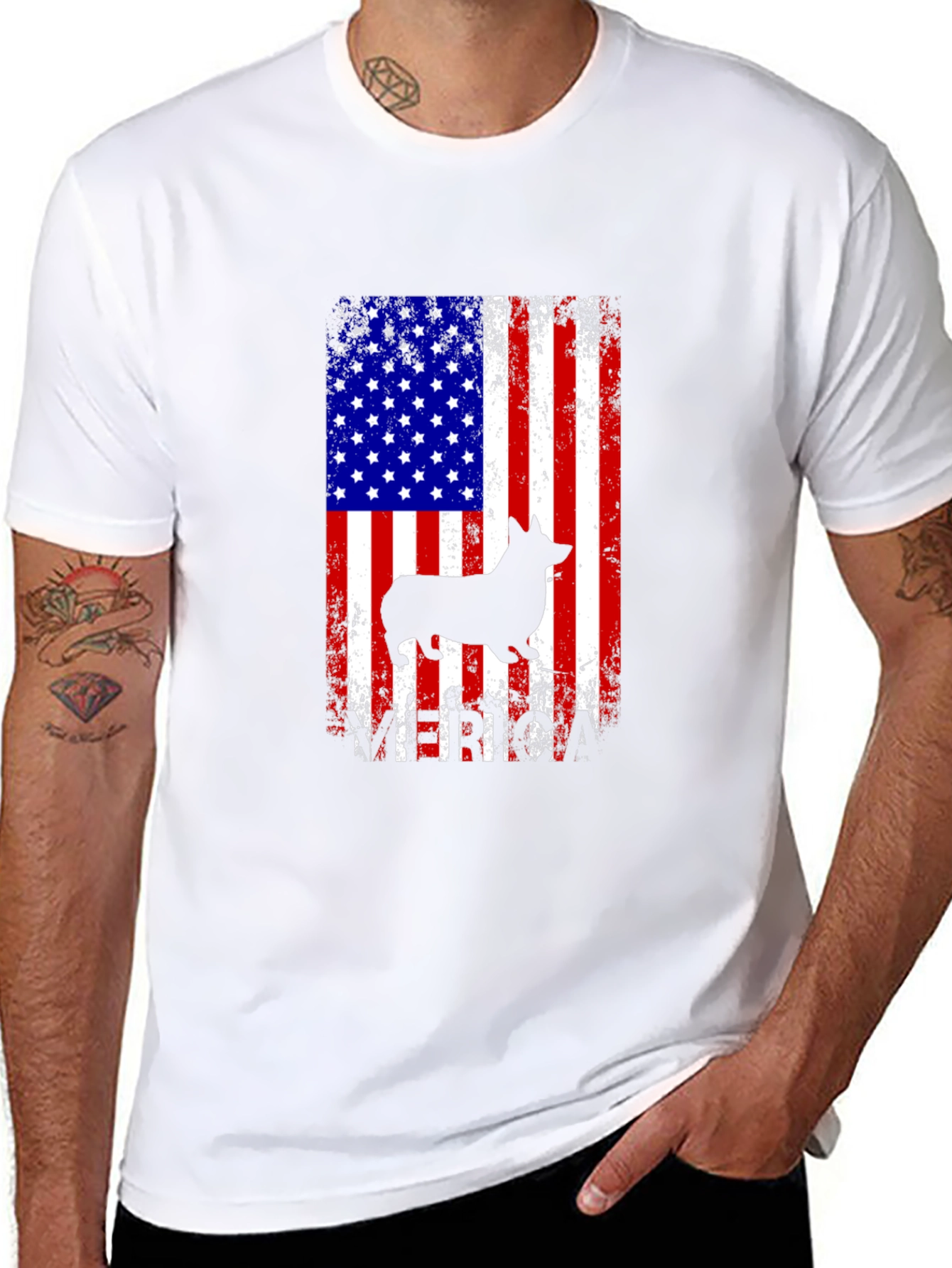 Corgi American Flag Graphic Tee - Patriotic Dog Lover T-Shirt