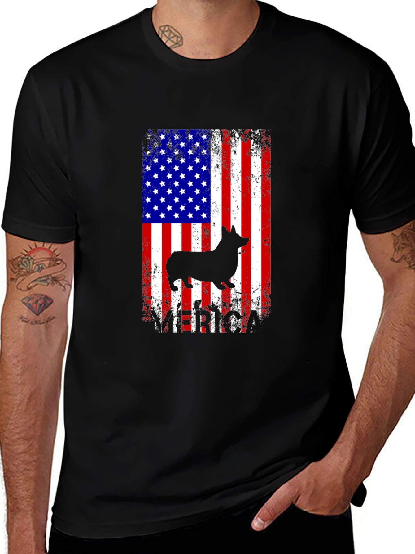 Corgi American Flag Graphic Tee - Patriotic Dog Lover T-Shirt