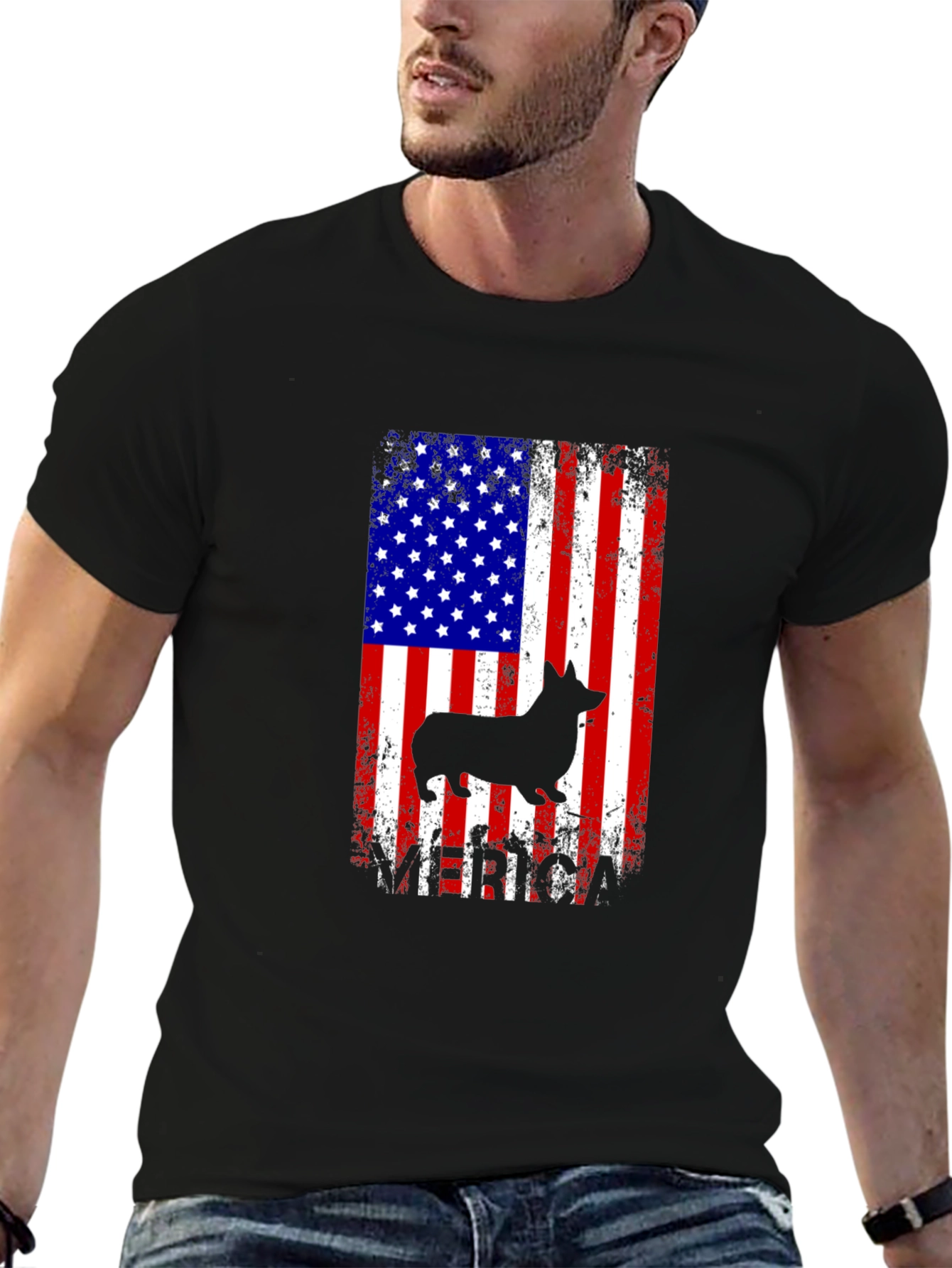 Corgi American Flag Graphic Tee - Patriotic Dog Lover T-Shirt