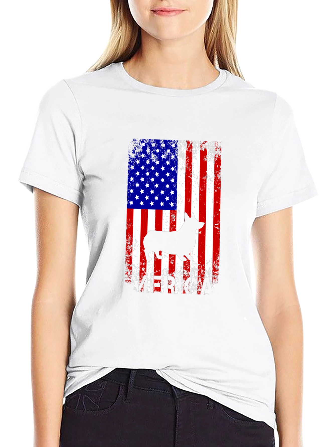 Corgi American Flag Graphic Tee - Patriotic Dog Lover T-Shirt