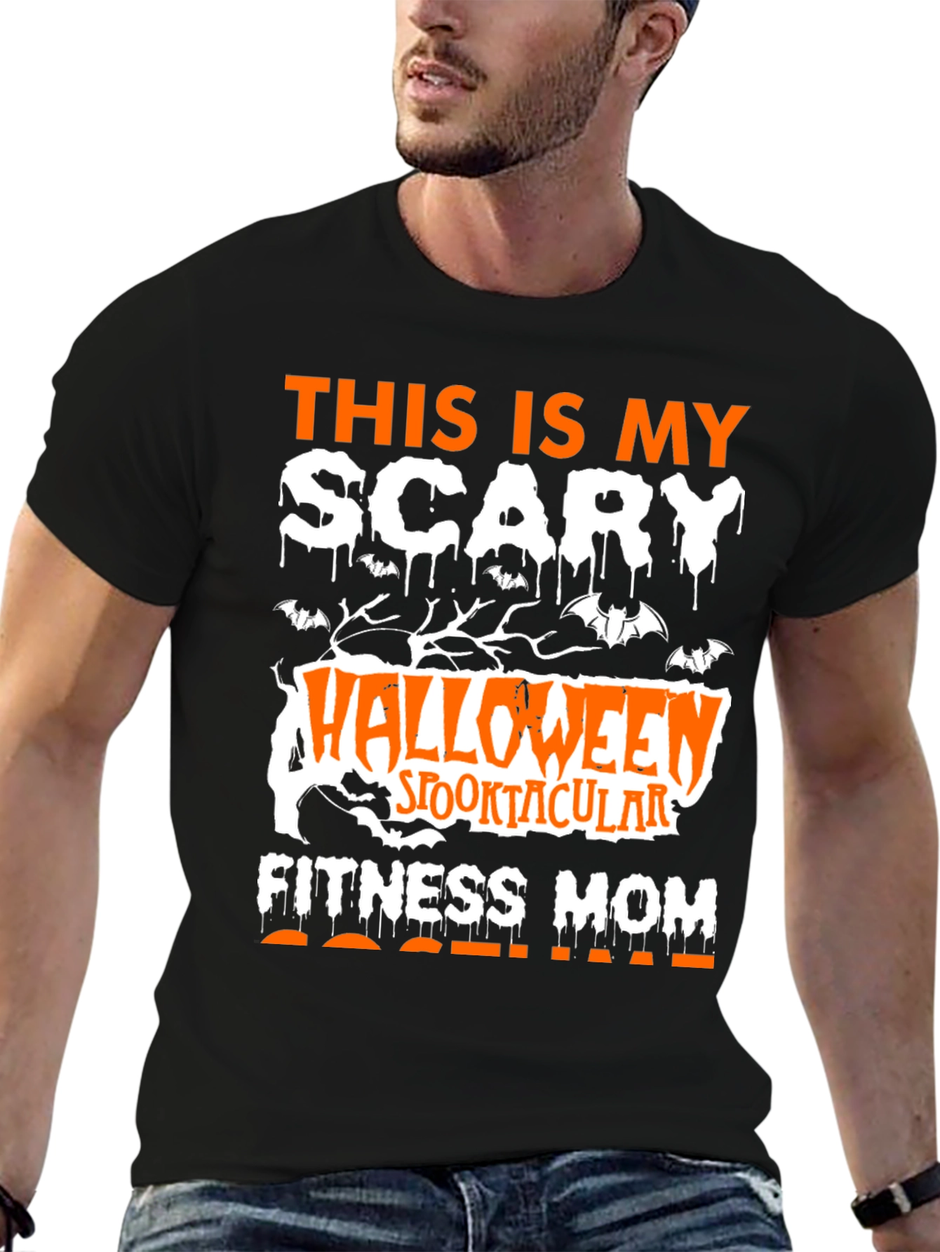 Scary Halloween Fitness Mom Graphic T-Shirt