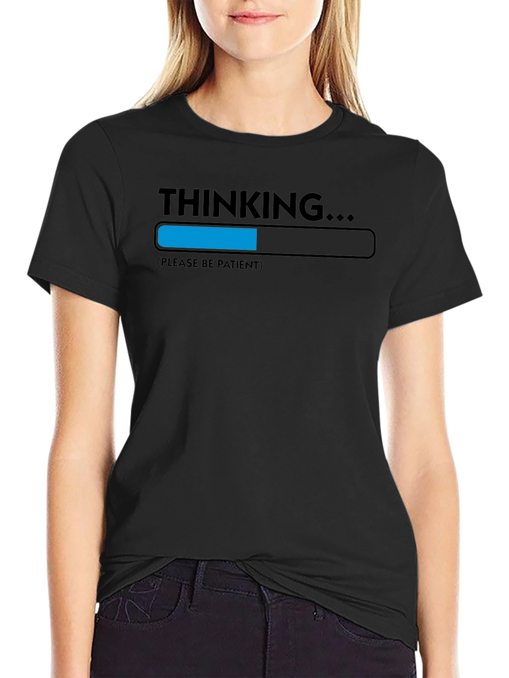 Thinking Please Be Patient Novelty Graphic T-Shirt