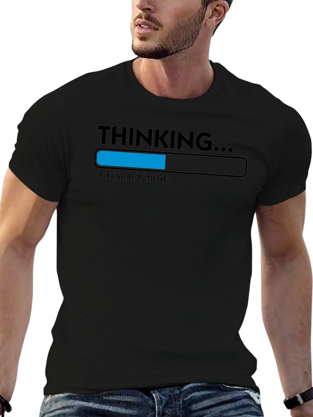 Thinking Please Be Patient Novelty Graphic T-Shirt