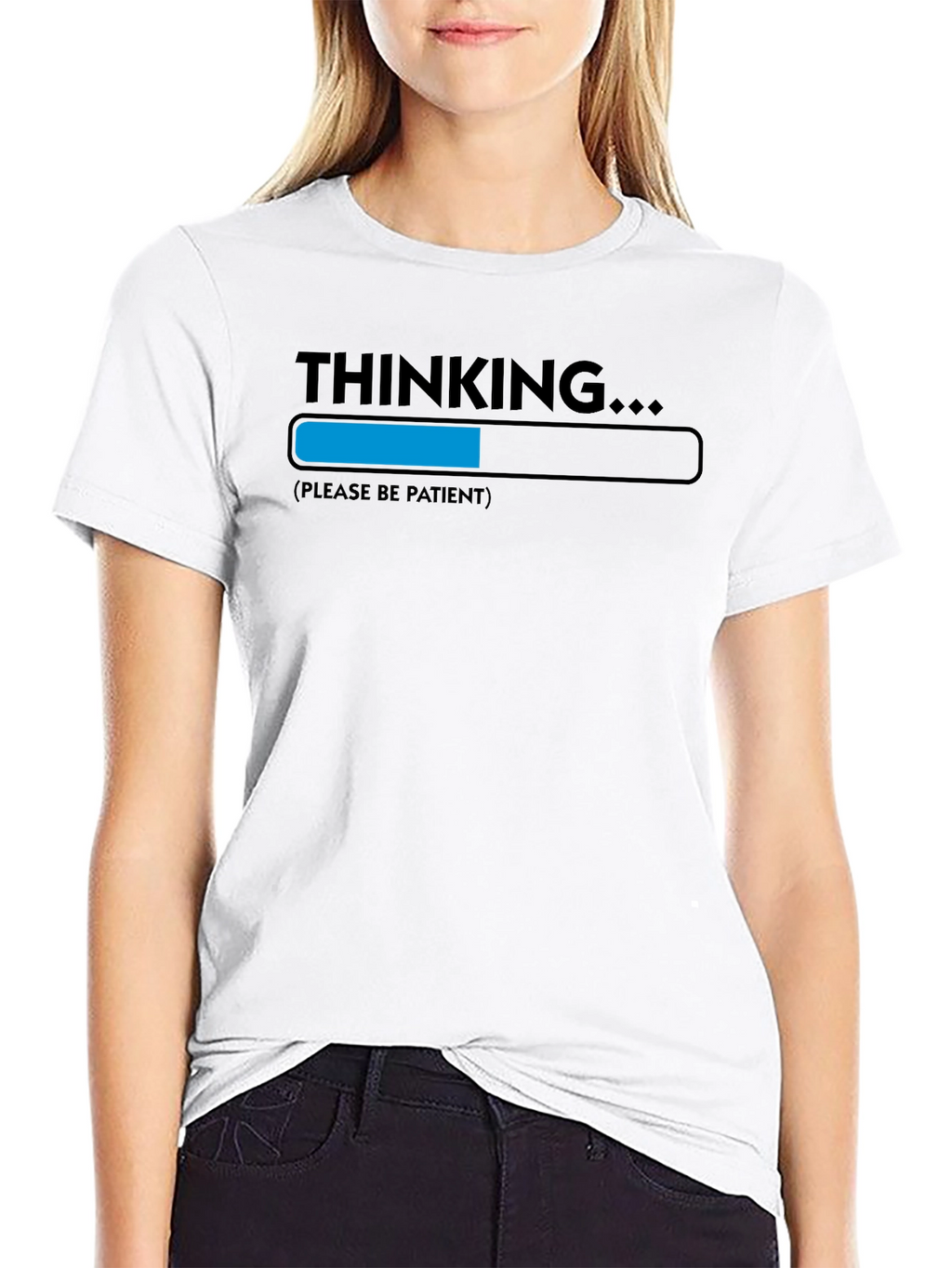 Thinking Please Be Patient Novelty Graphic T-Shirt