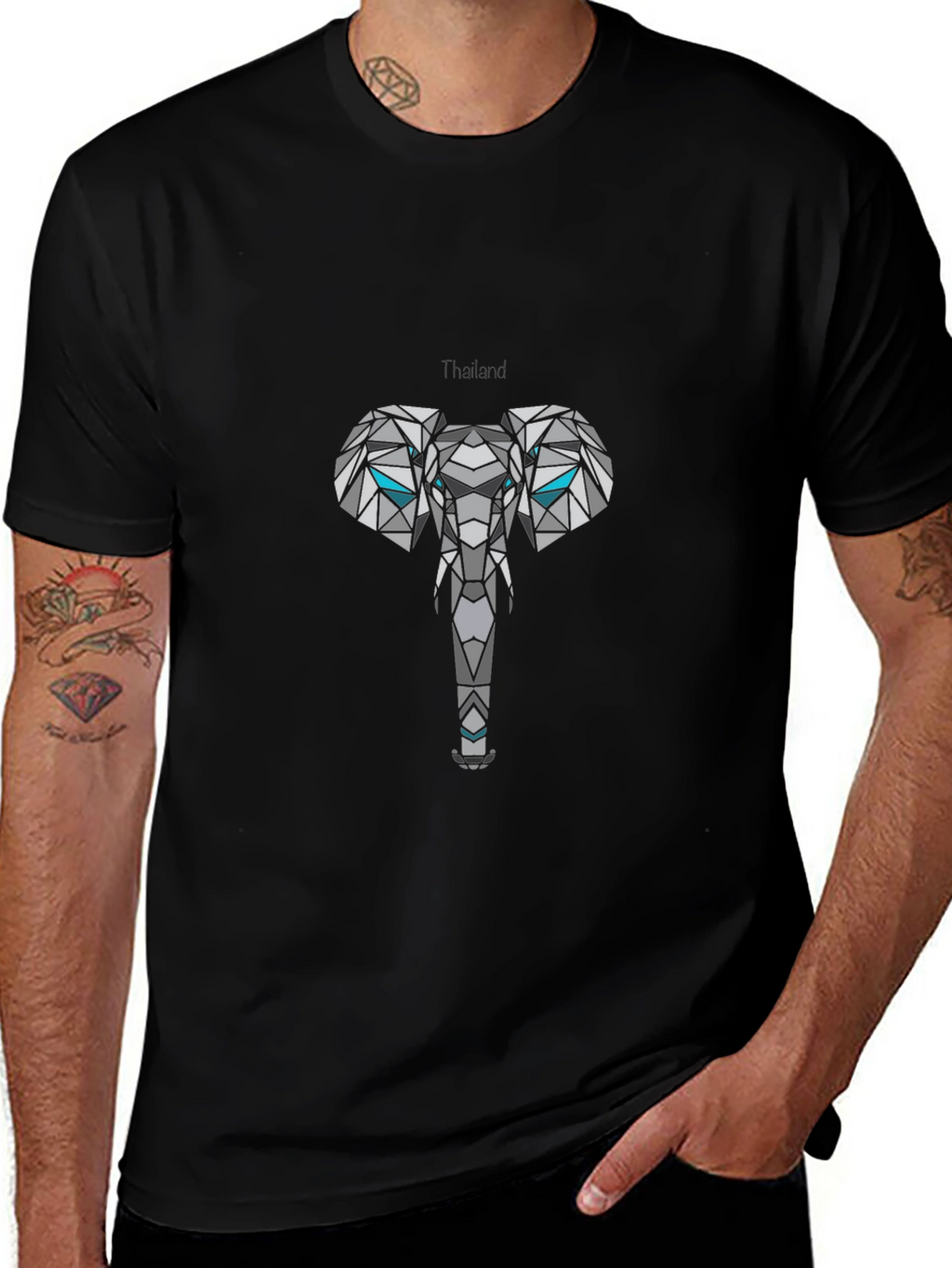 Geometric Elephant Thailand Graphic T-Shirt