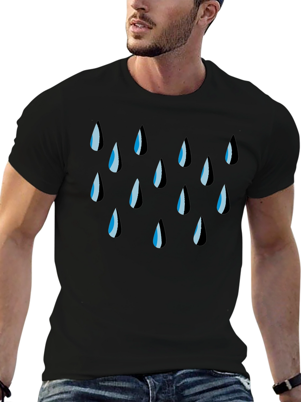 Rain Drop Graphic Black T-Shirt