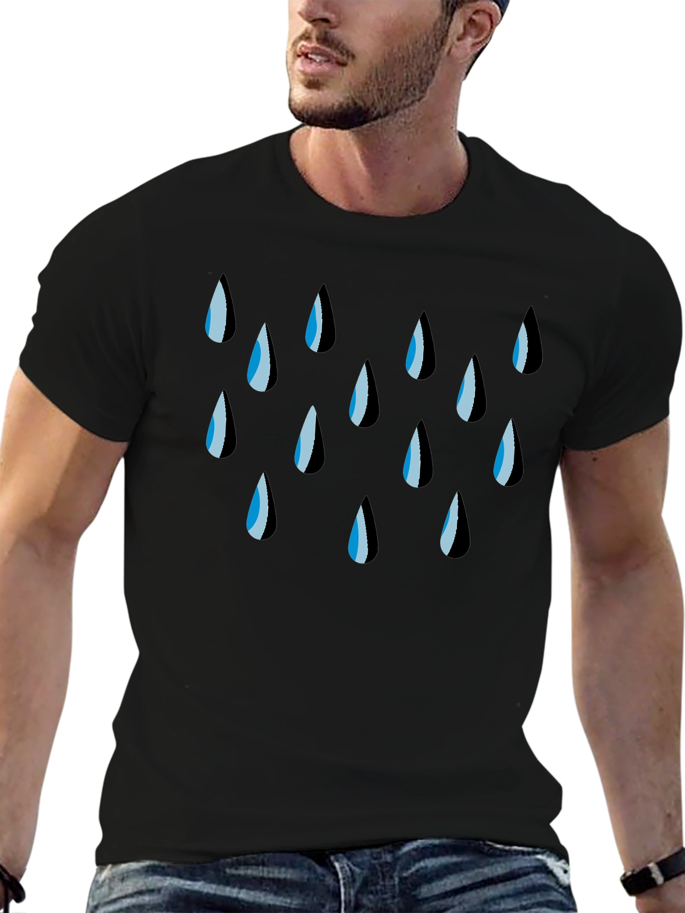 Rain Drop Graphic Black T-Shirt