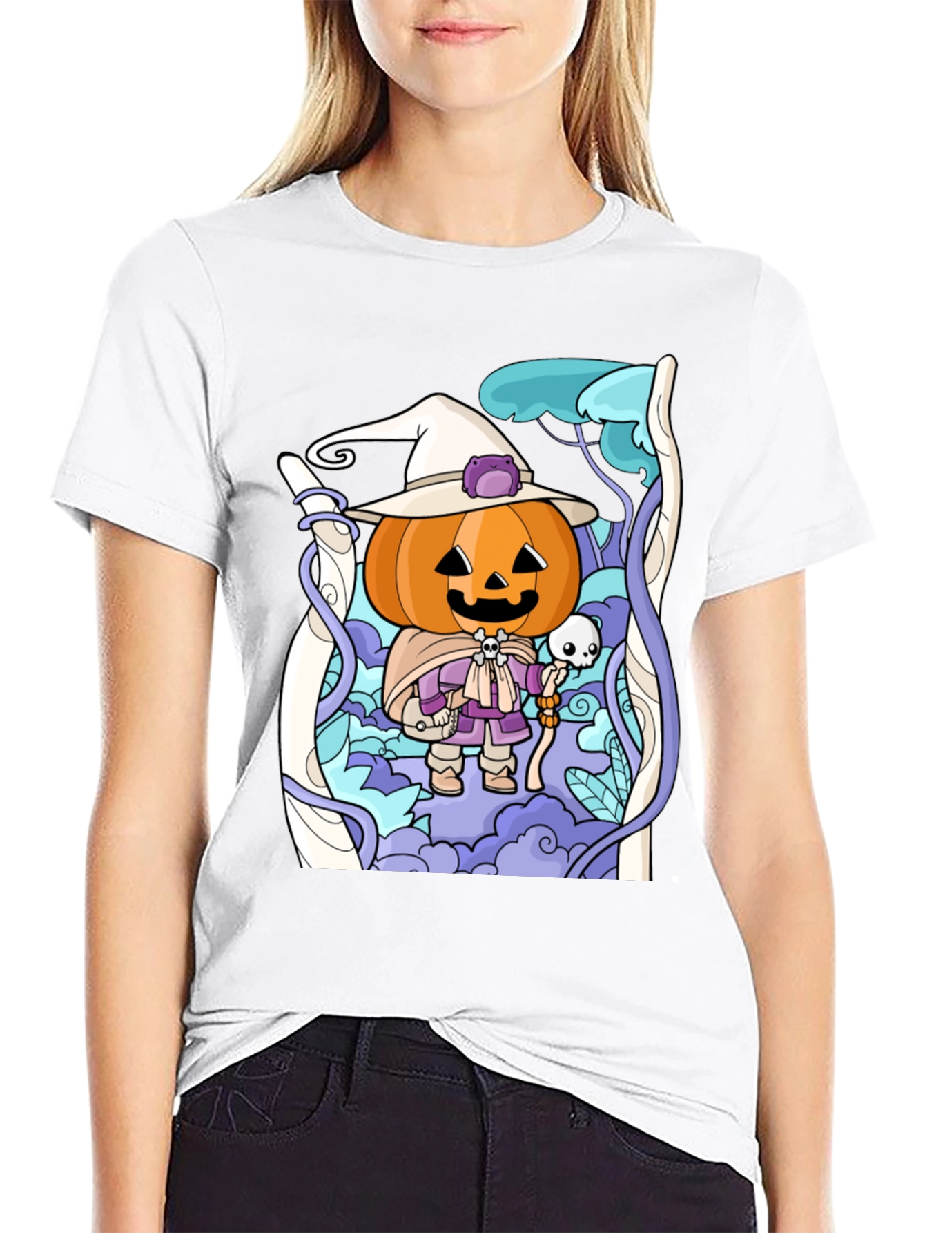 Halloween Pumpkin Wizard Graphic T-Shirt