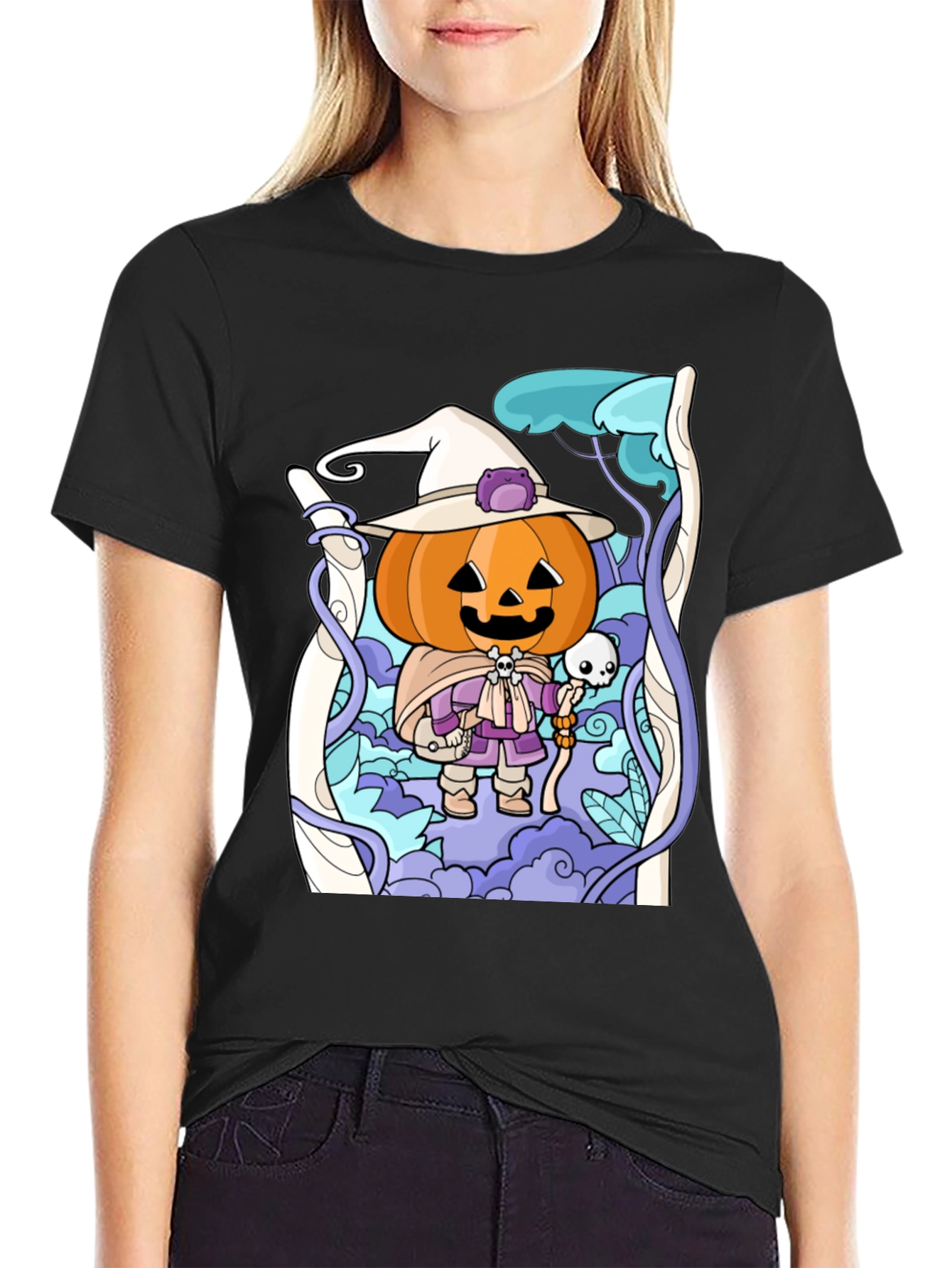 Halloween Pumpkin Wizard Graphic T-Shirt