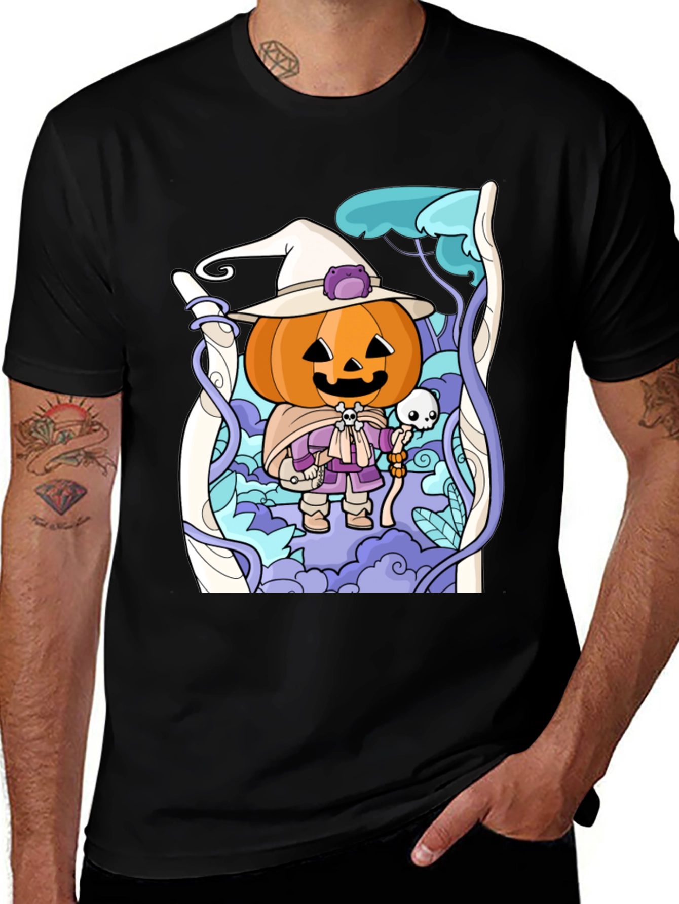 Halloween Pumpkin Wizard Graphic T-Shirt