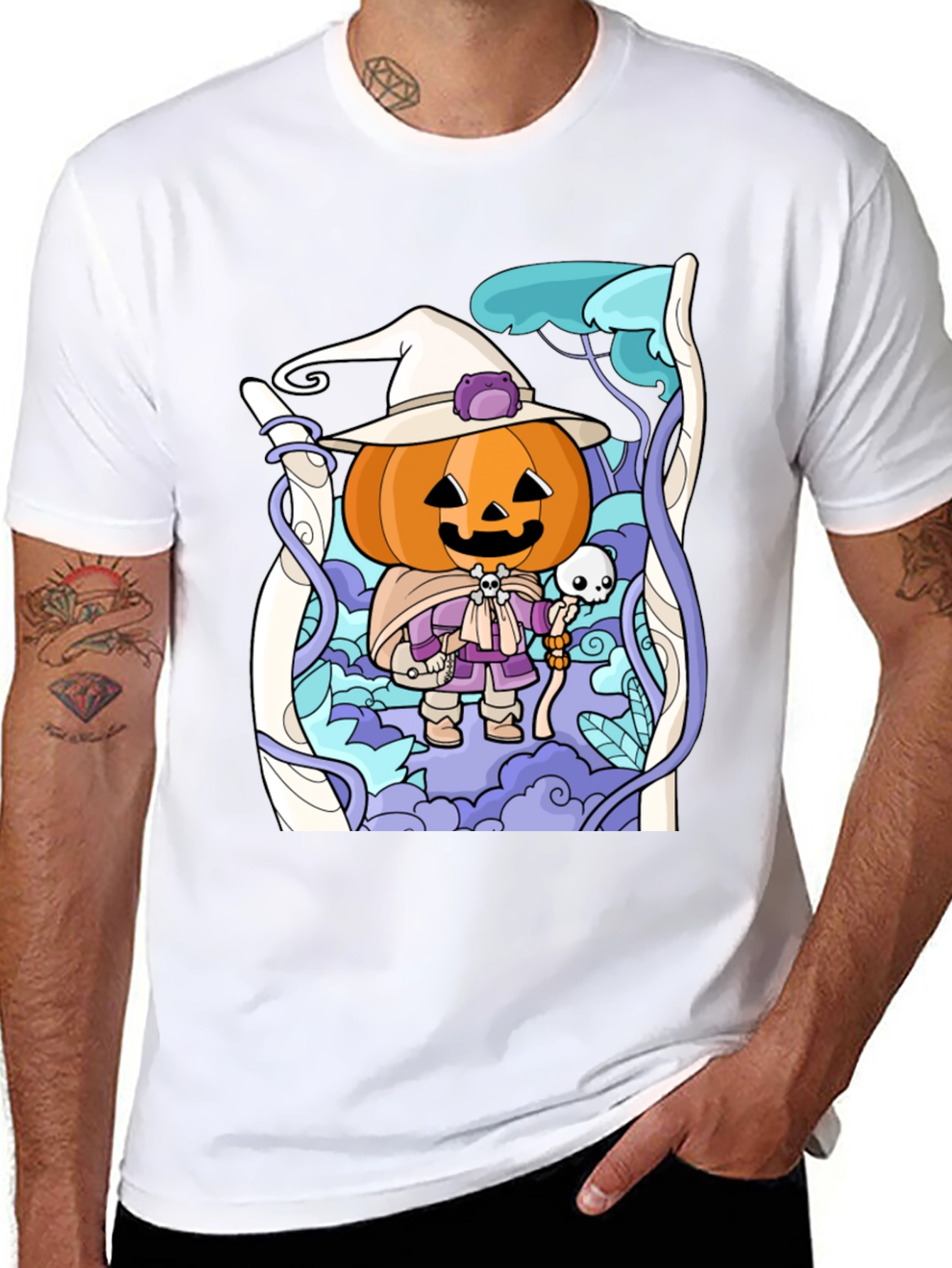 Halloween Pumpkin Wizard Graphic T-Shirt