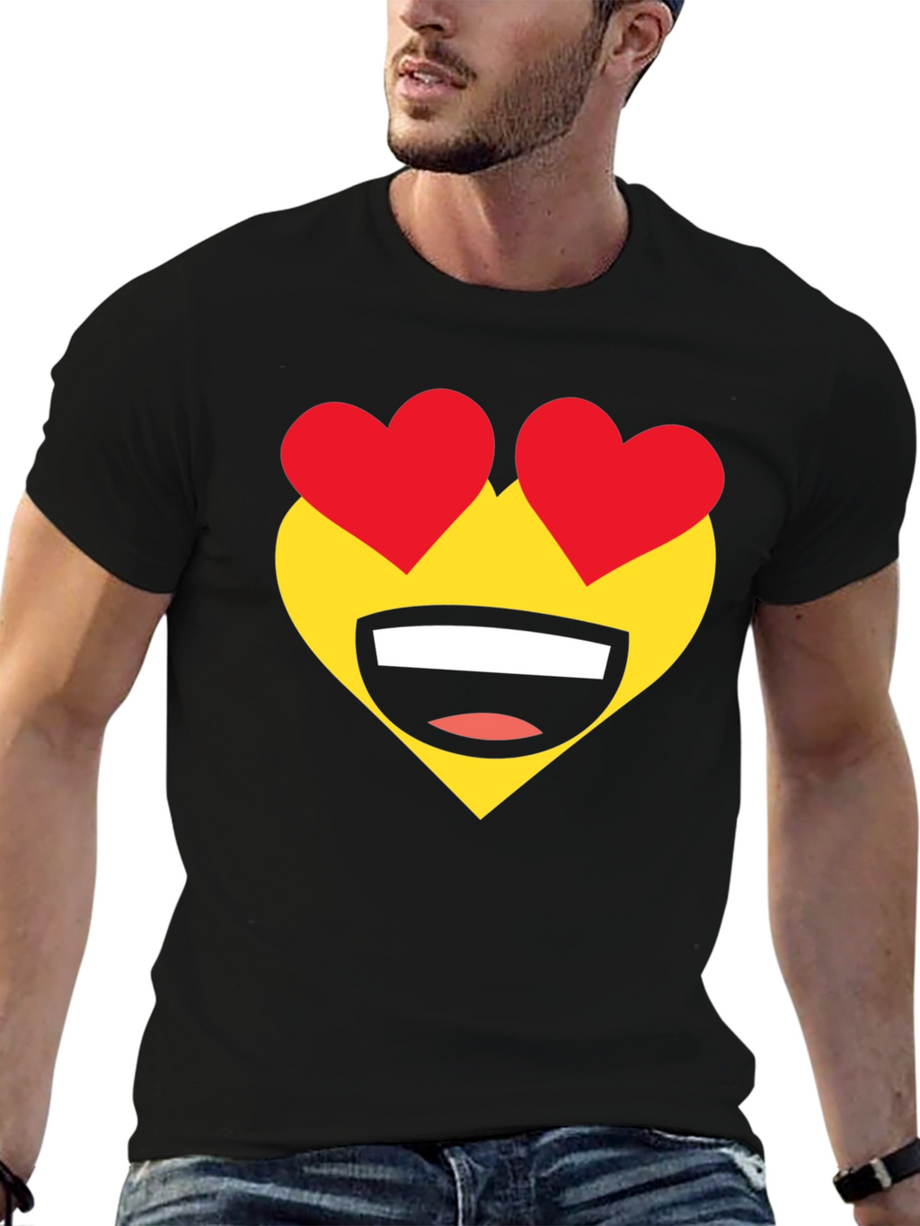 Heart Eyes Emoji T-Shirt - Black Cotton Tee