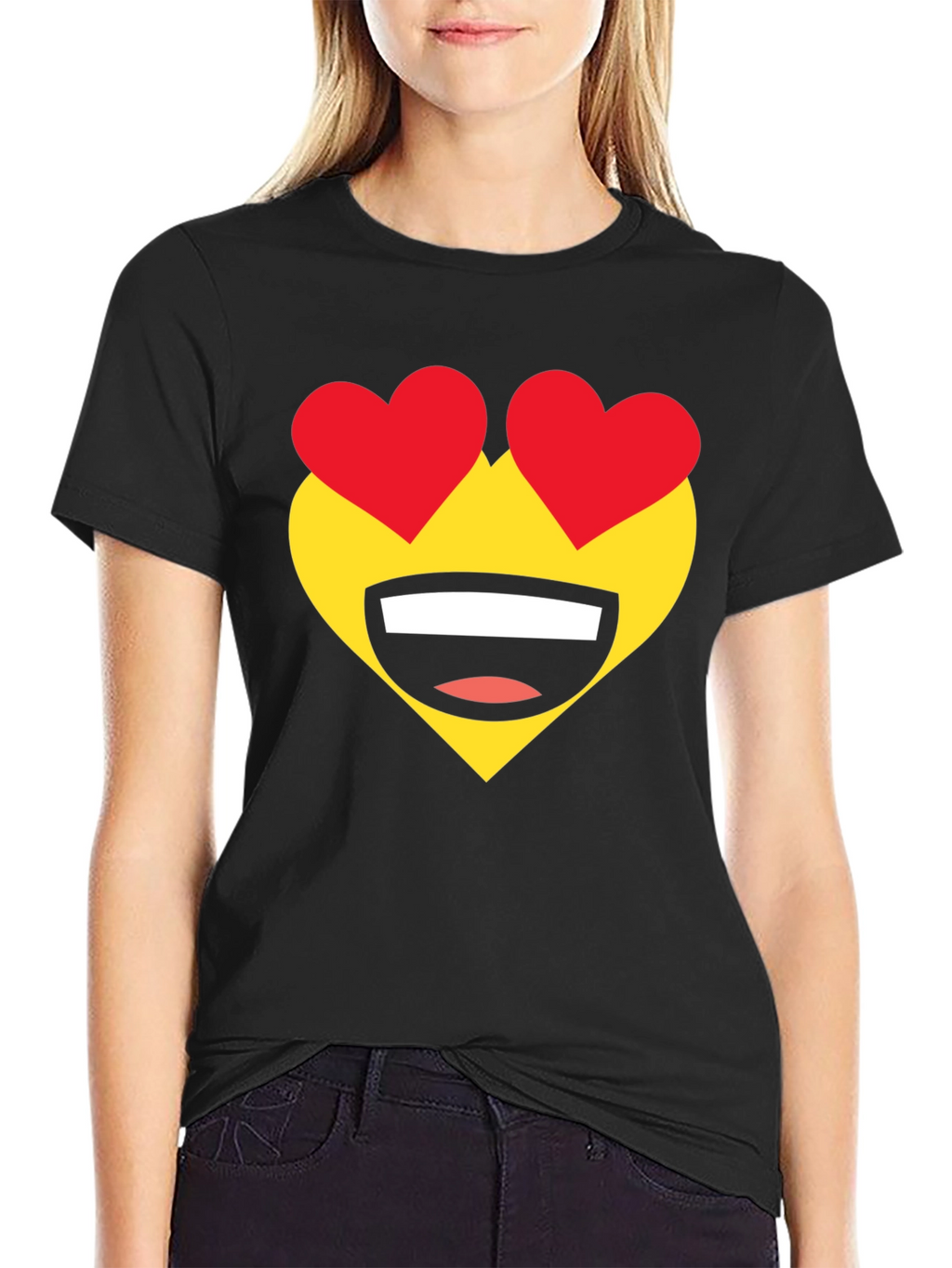 Heart Eyes Emoji T-Shirt - Black Cotton Tee