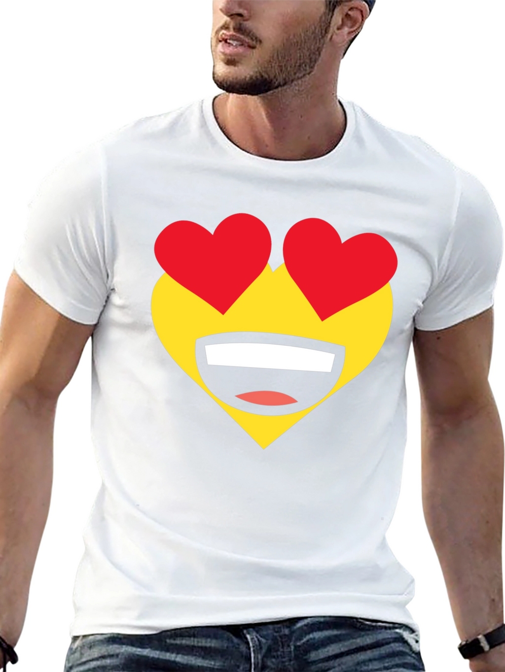 Heart Eyes Emoji T-Shirt - Black Cotton Tee