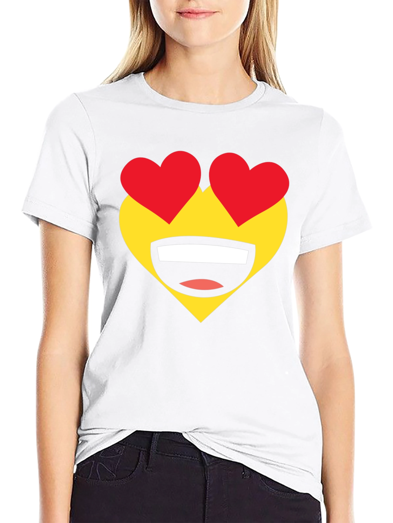 Heart Eyes Emoji T-Shirt - Black Cotton Tee