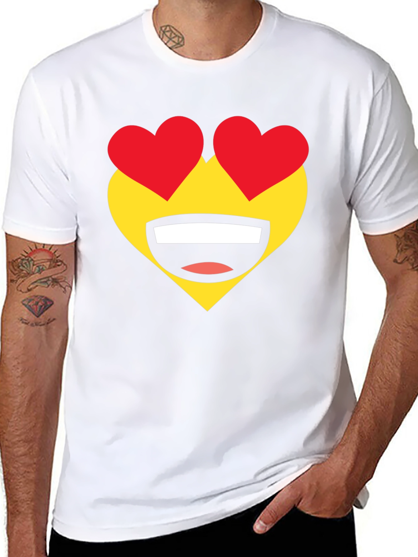 Heart Eyes Emoji T-Shirt - Black Cotton Tee