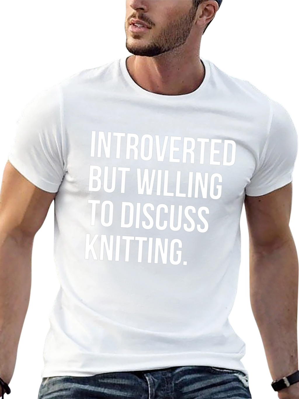 Introverted Knitting Fan T-Shirt - Black