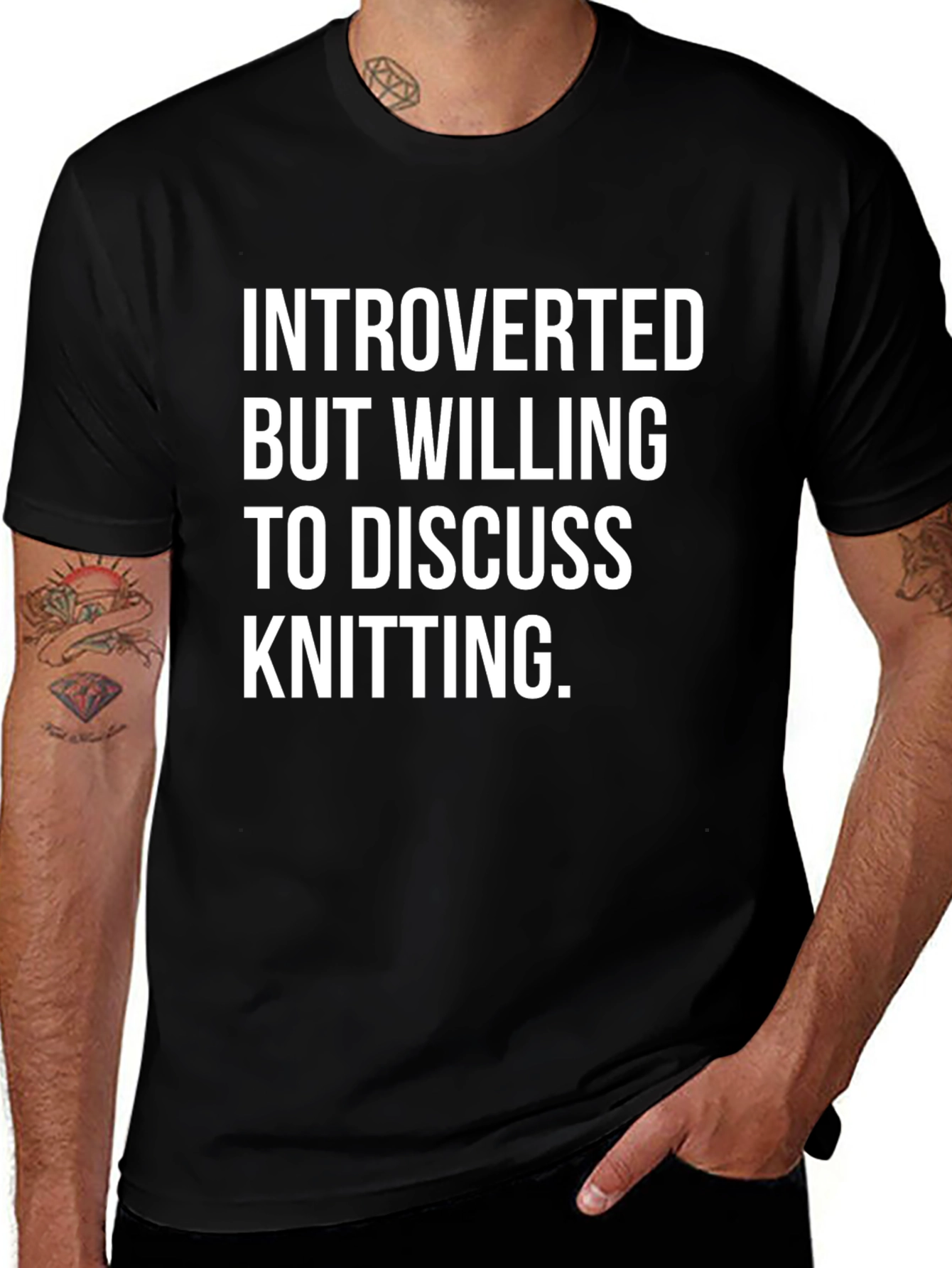 Introverted Knitting Fan T-Shirt - Black