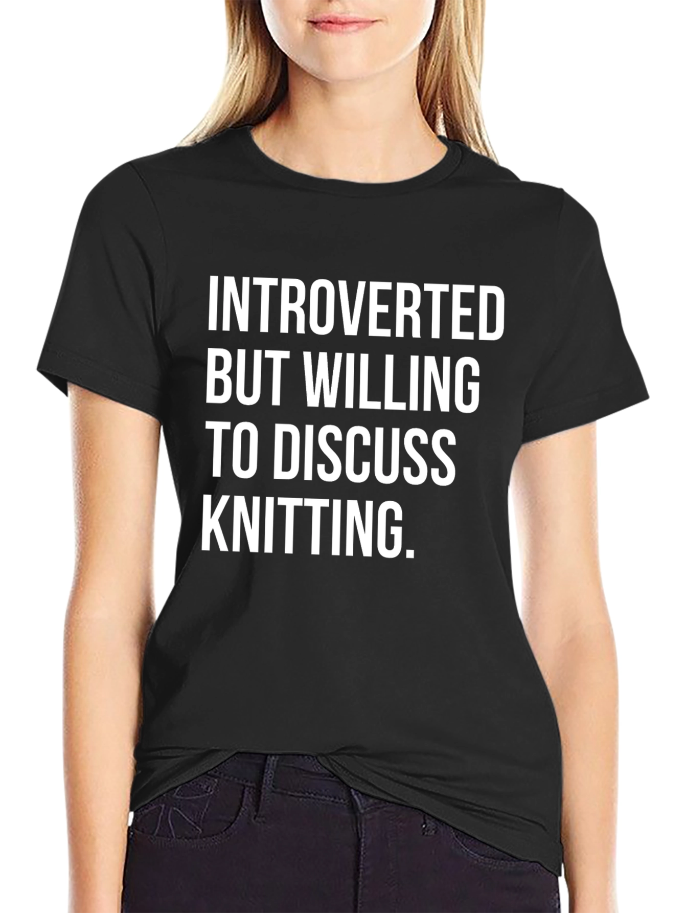 Introverted Knitting Fan T-Shirt - Black