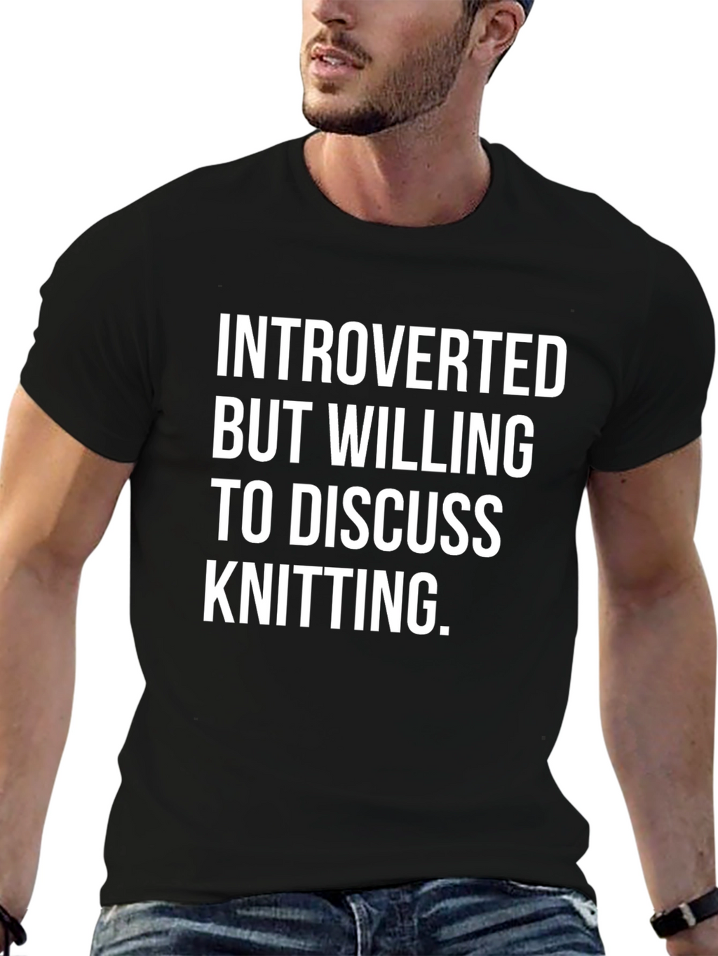Introverted Knitting Fan T-Shirt - Black