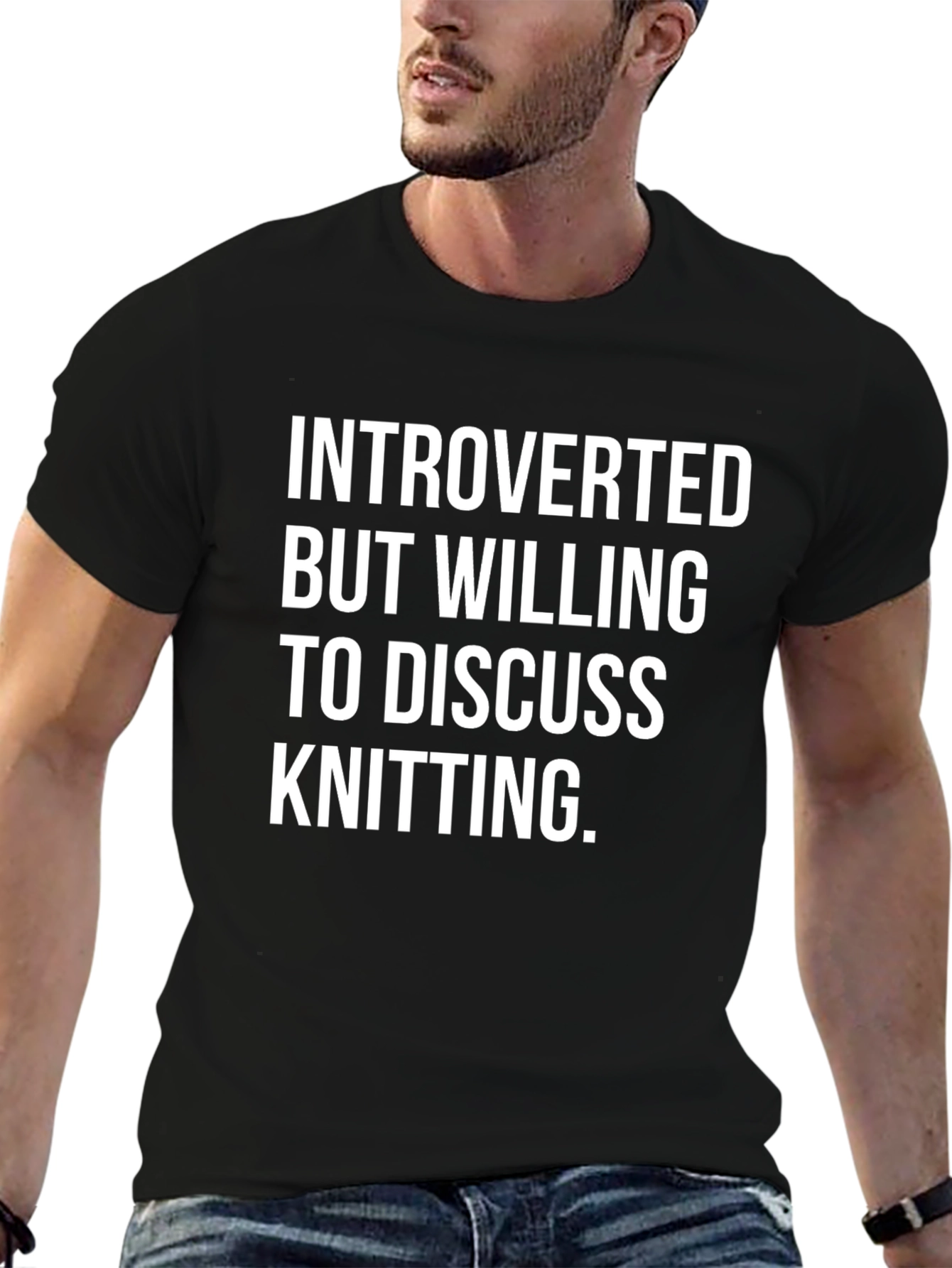 Introverted Knitting Fan T-Shirt - Black