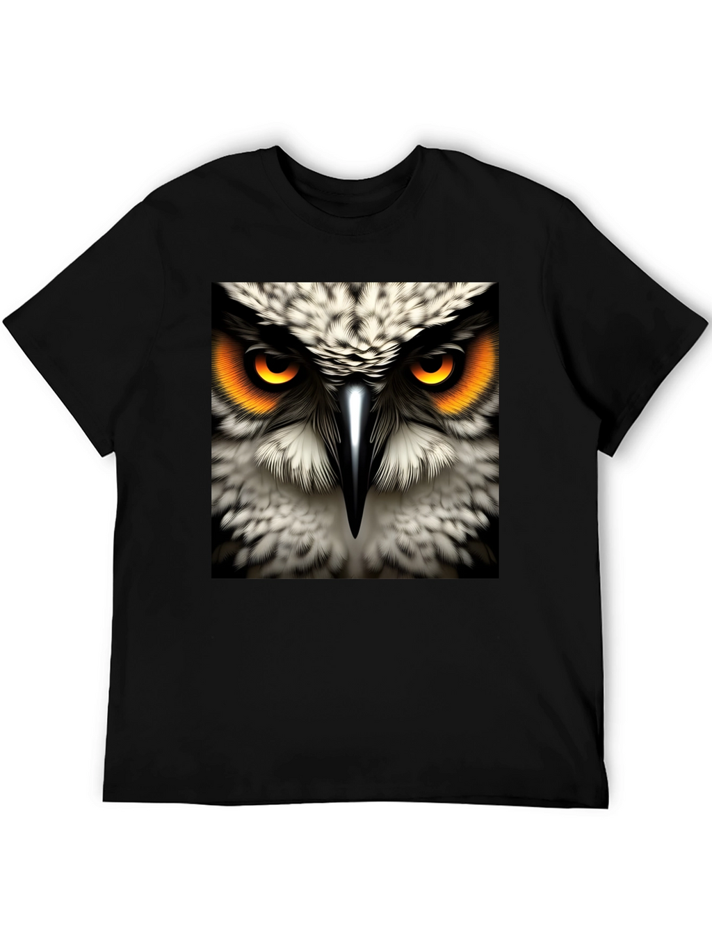 Owl Eyes Graphic Tee - Mens Black Cotton T-Shirt