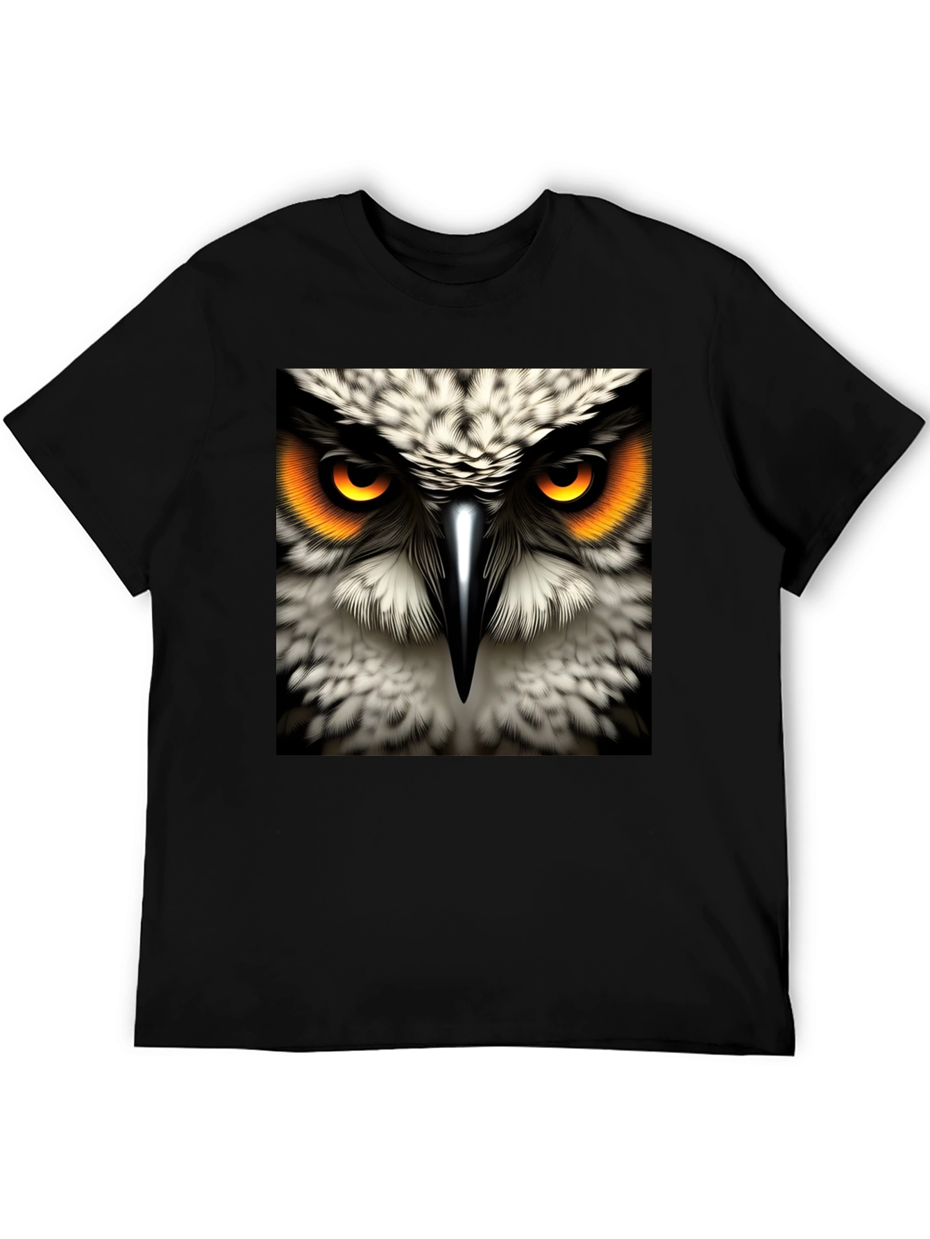 Owl Eyes Graphic Tee - Mens Black Cotton T-Shirt