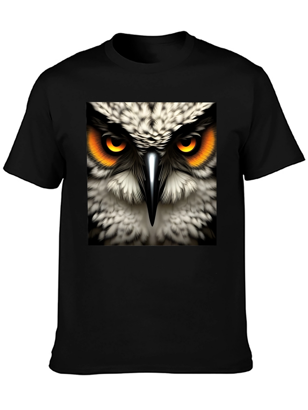 Owl Eyes Graphic Tee - Mens Black Cotton T-Shirt