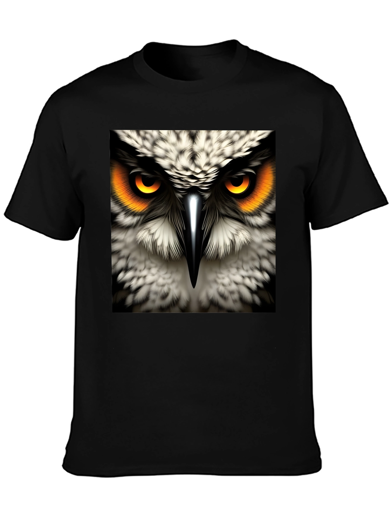 Owl Eyes Graphic Tee - Mens Black Cotton T-Shirt